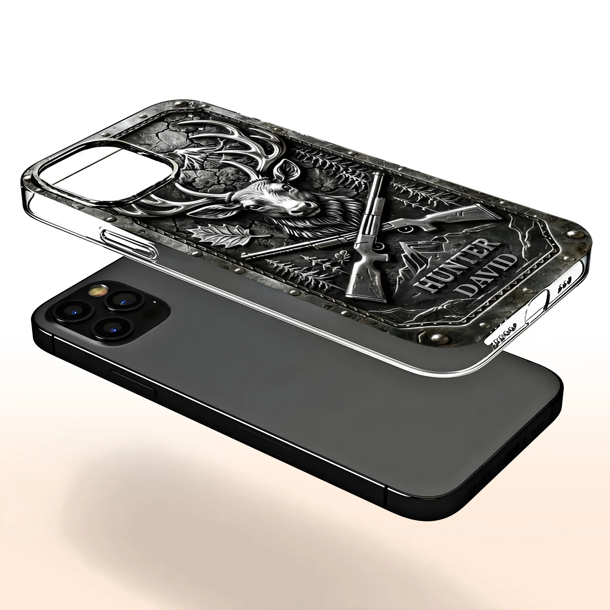 Hunter Custom Deer Antlers And Rifles Outdoors Design - Personalized Clear Phone Case - HTG009_PHC - Image 4
