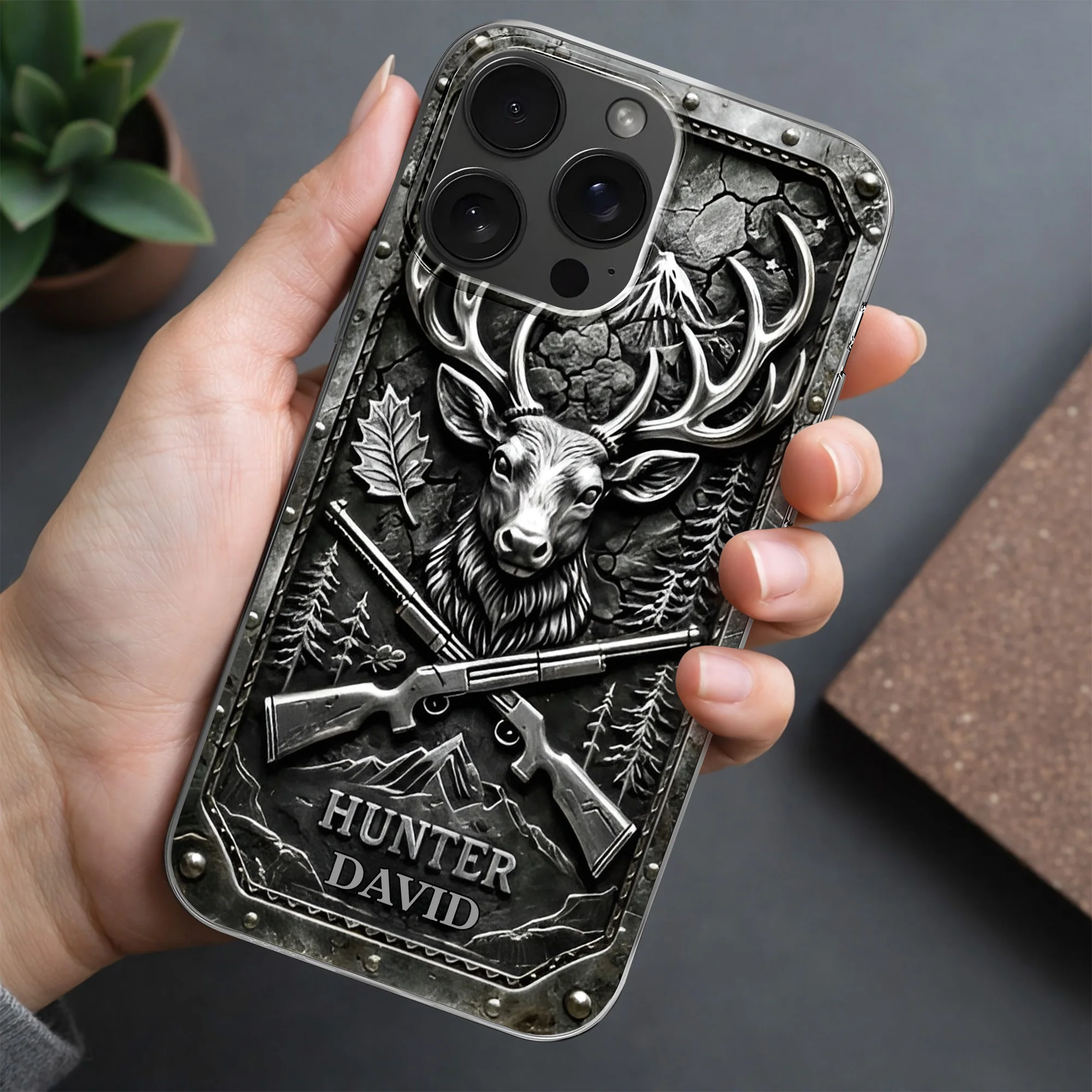 Hunter Custom Deer Antlers And Rifles Outdoors Design - Personalized Clear Phone Case - HTG009_PHC - Image 5
