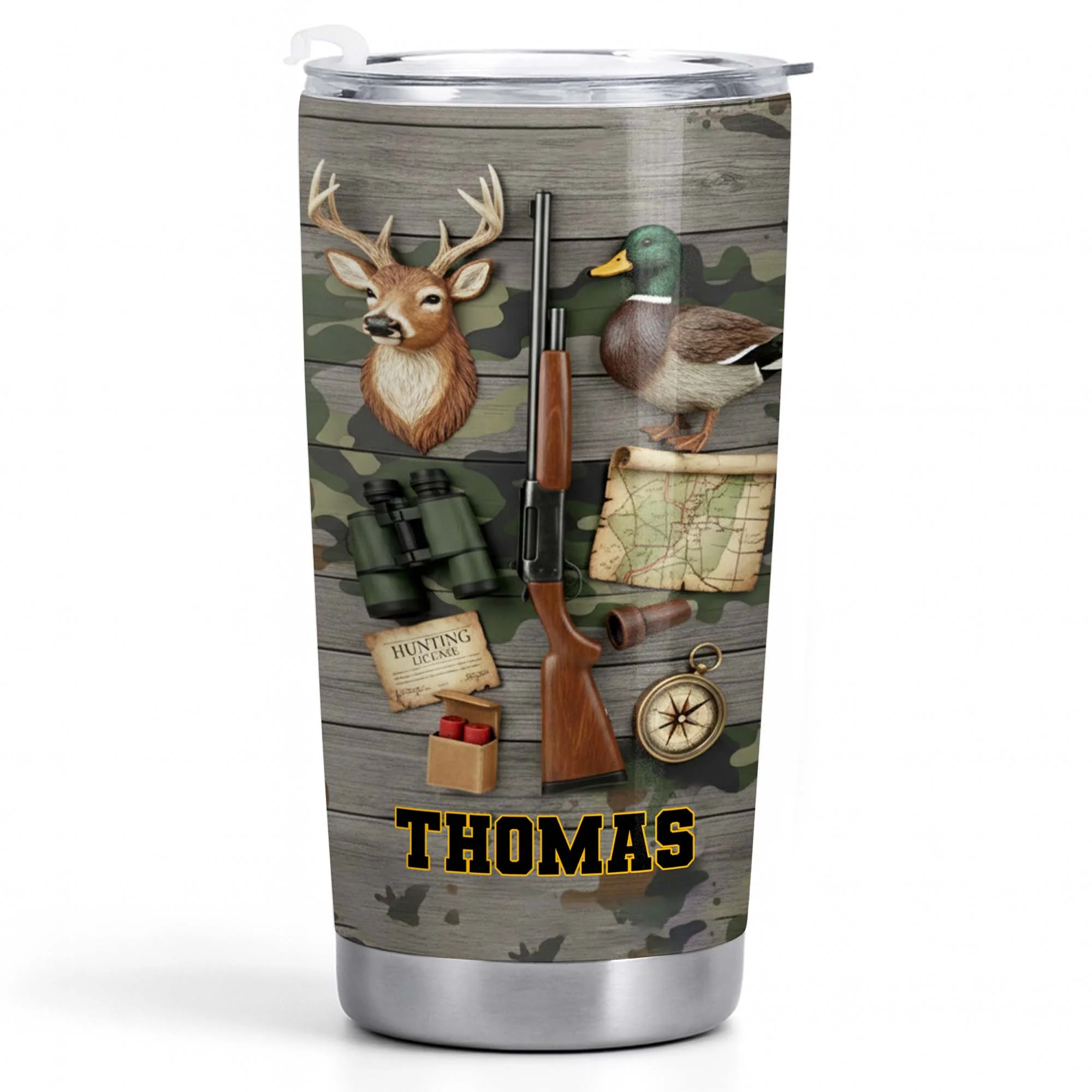Hunting License Gear And Trophies With Deer And Duck - Personalized Custom Stainless Steel Tumbler 20oz 30oz - HTG015_TB - Image 11