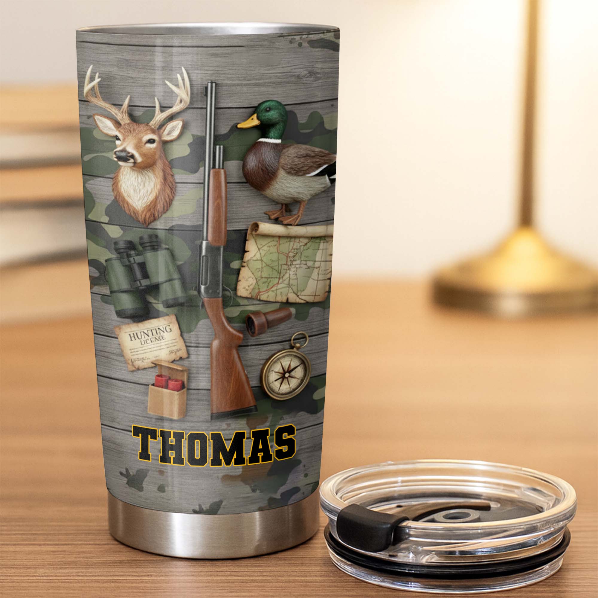 Hunting License Gear And Trophies With Deer And Duck - Personalized Custom Stainless Steel Tumbler 20oz 30oz - HTG015_TB - Image 5