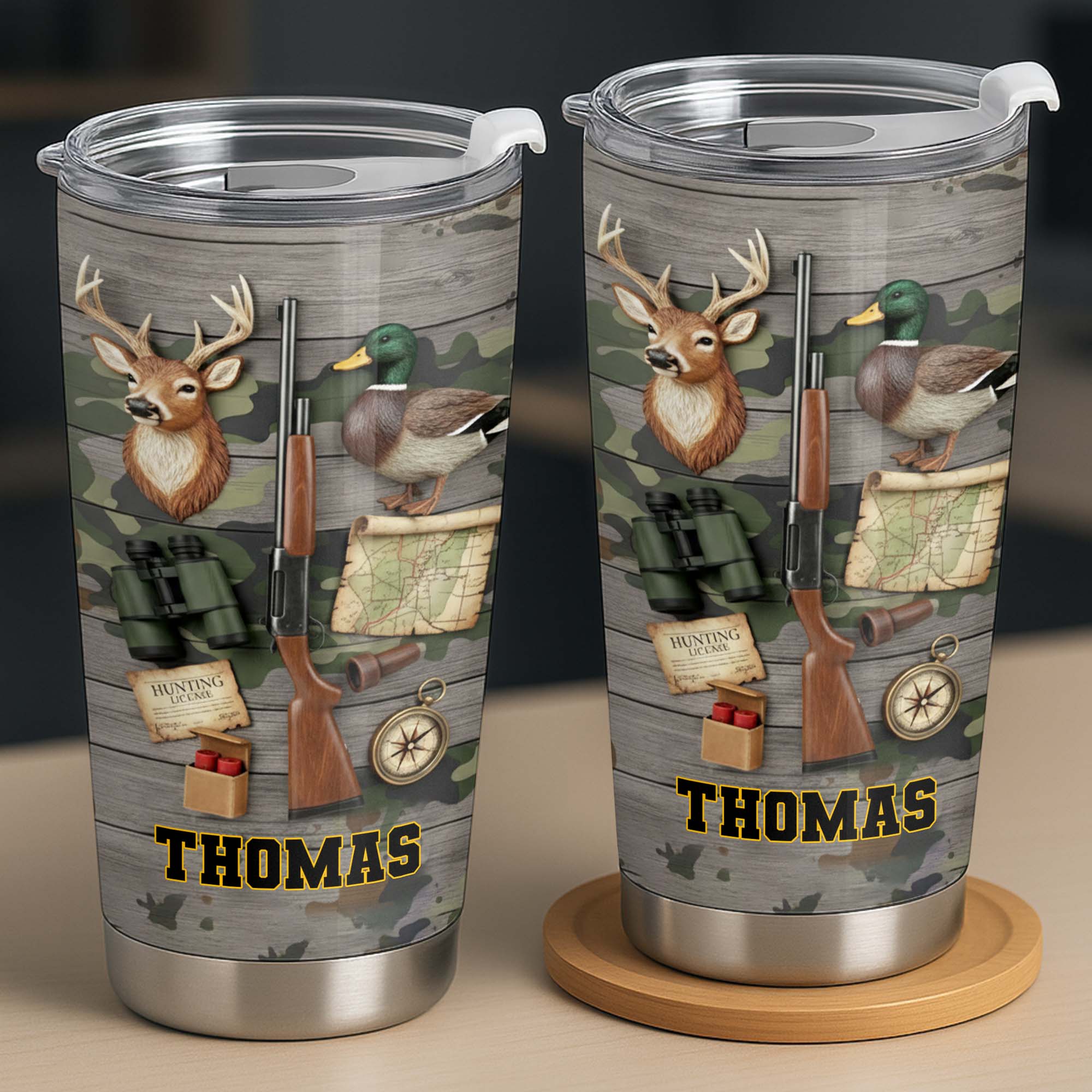 Hunting License Gear And Trophies With Deer And Duck - Personalized Custom Stainless Steel Tumbler 20oz 30oz - HTG015_TB - Image 8