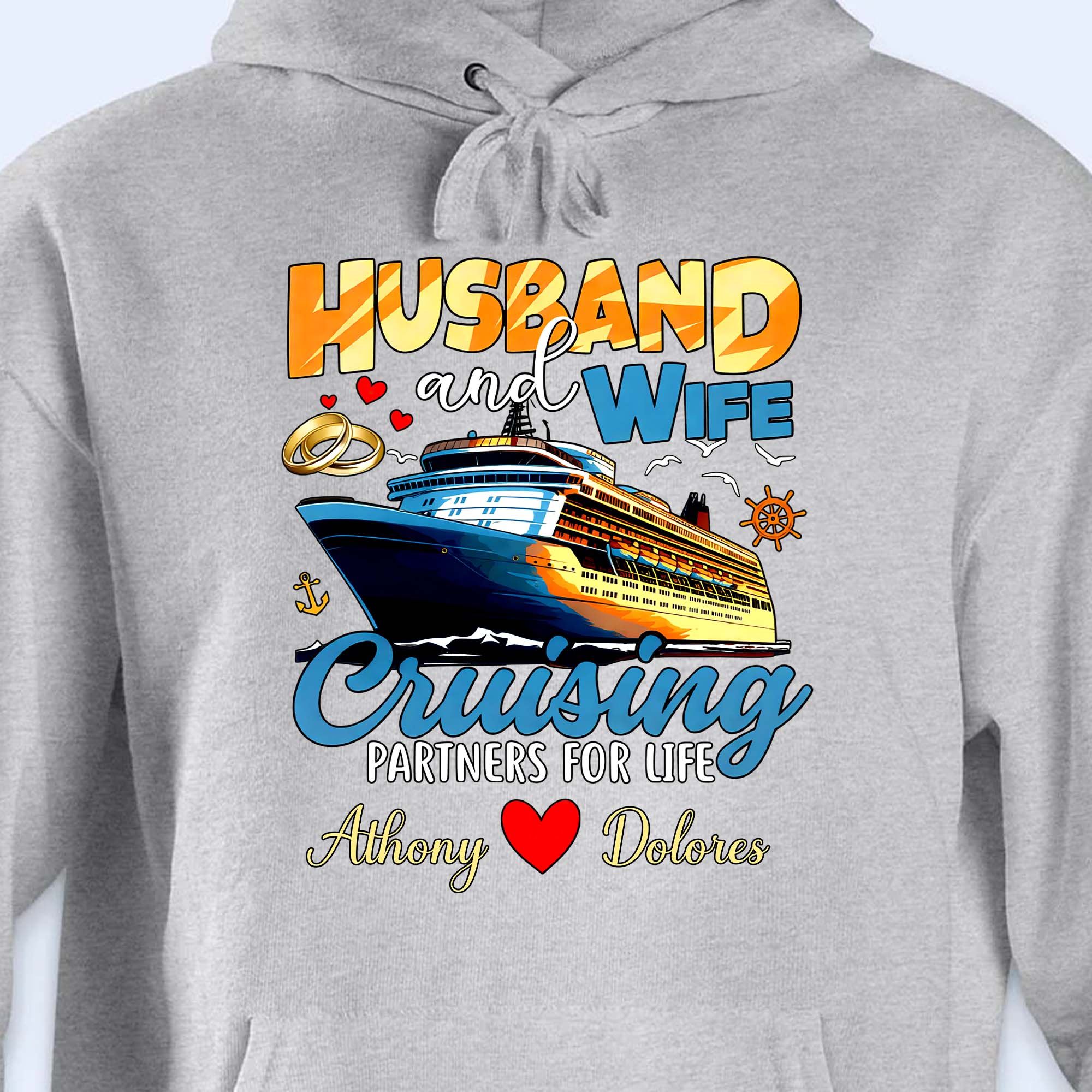 Husband And Wife Cruising Partners For Life With Ship And Rings - Personalized Custom Unisex T-shirt, Hoodie - CPL1284_WBAS - Image 16