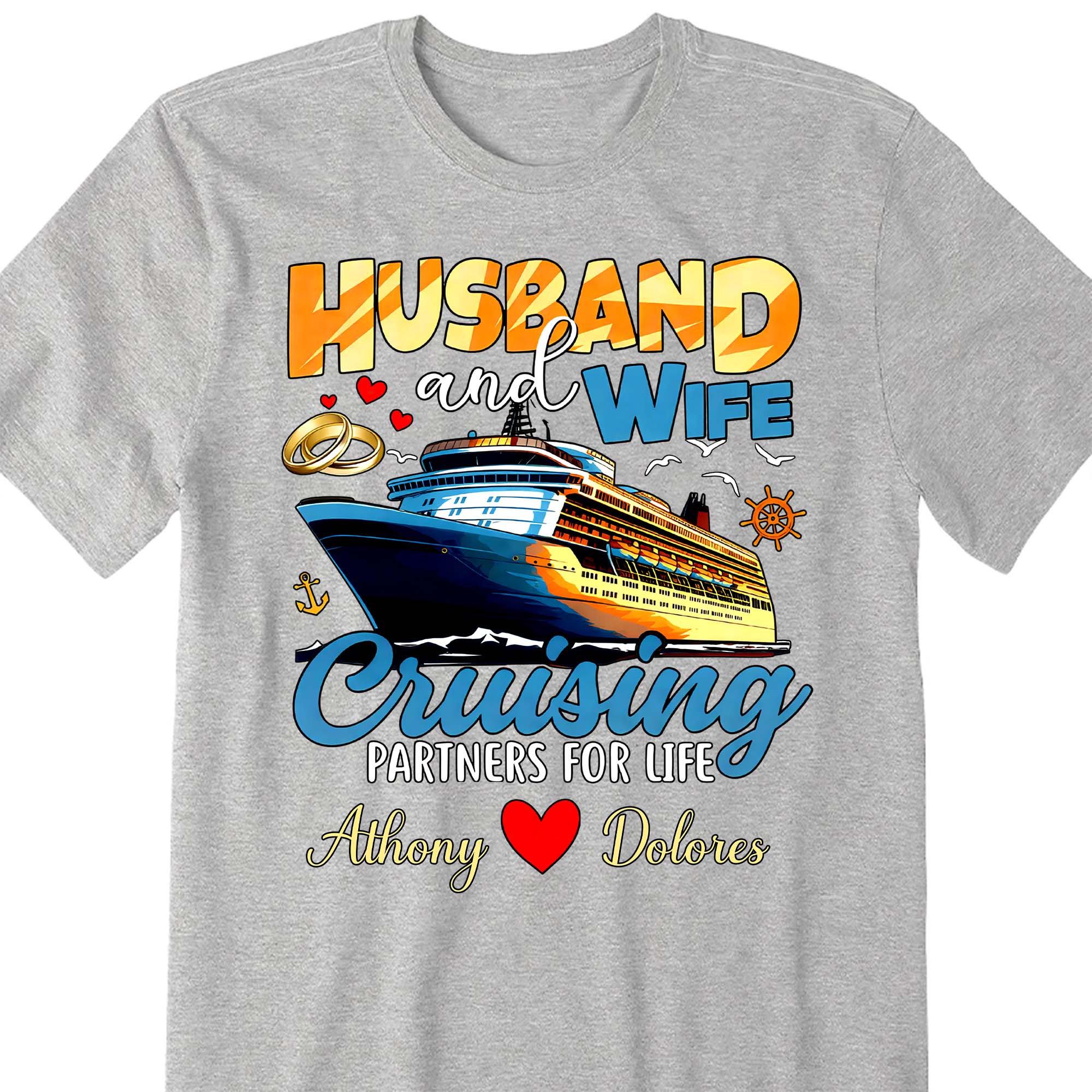 Husband And Wife Cruising Partners For Life With Ship And Rings - Personalized Custom Unisex T-shirt, Hoodie - CPL1284_WBAS - Image 17