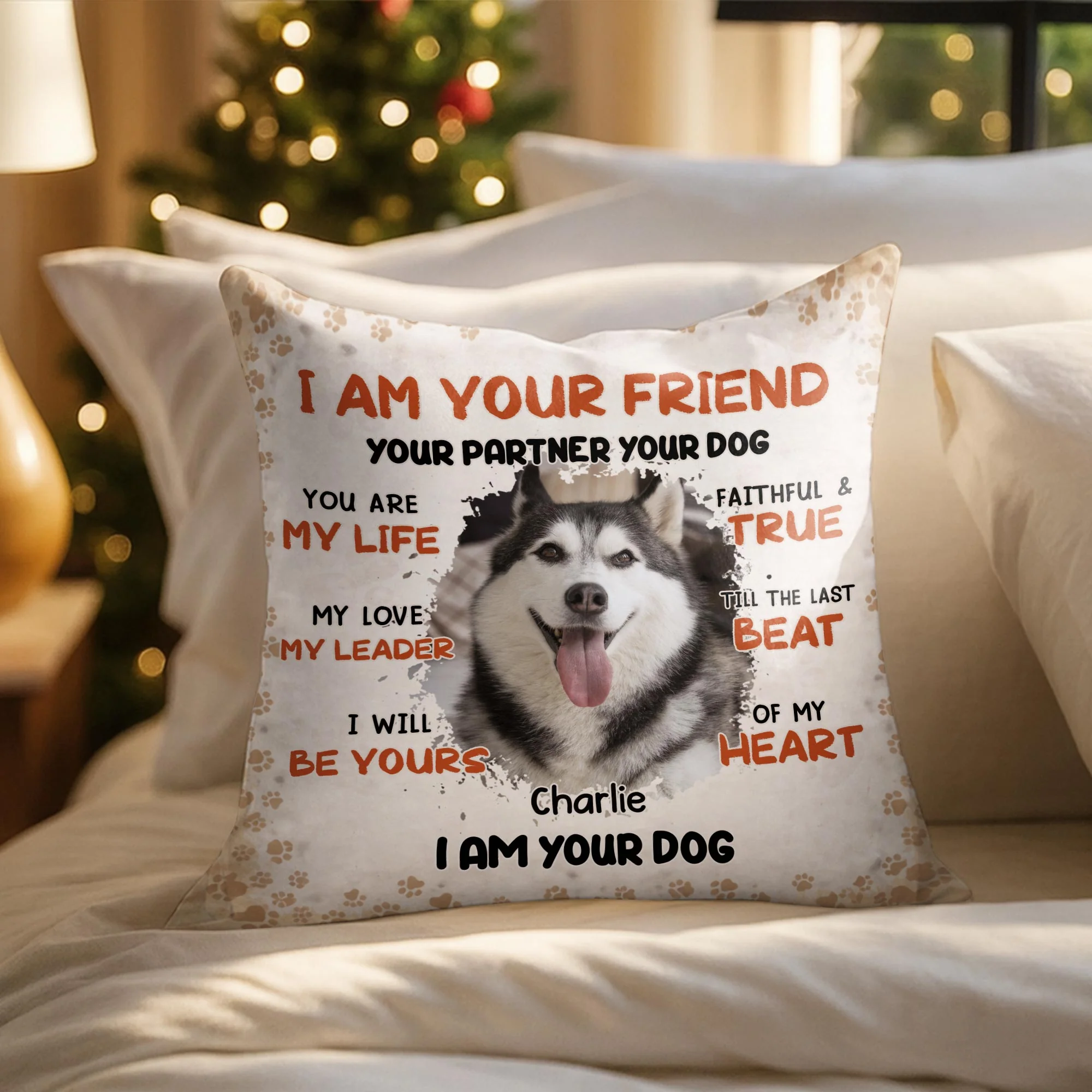 I Am Your Friend Your Partner Dog With Paws Design - Personalized Custom Pillow, Insert Included - PET160_PLW - Image 6