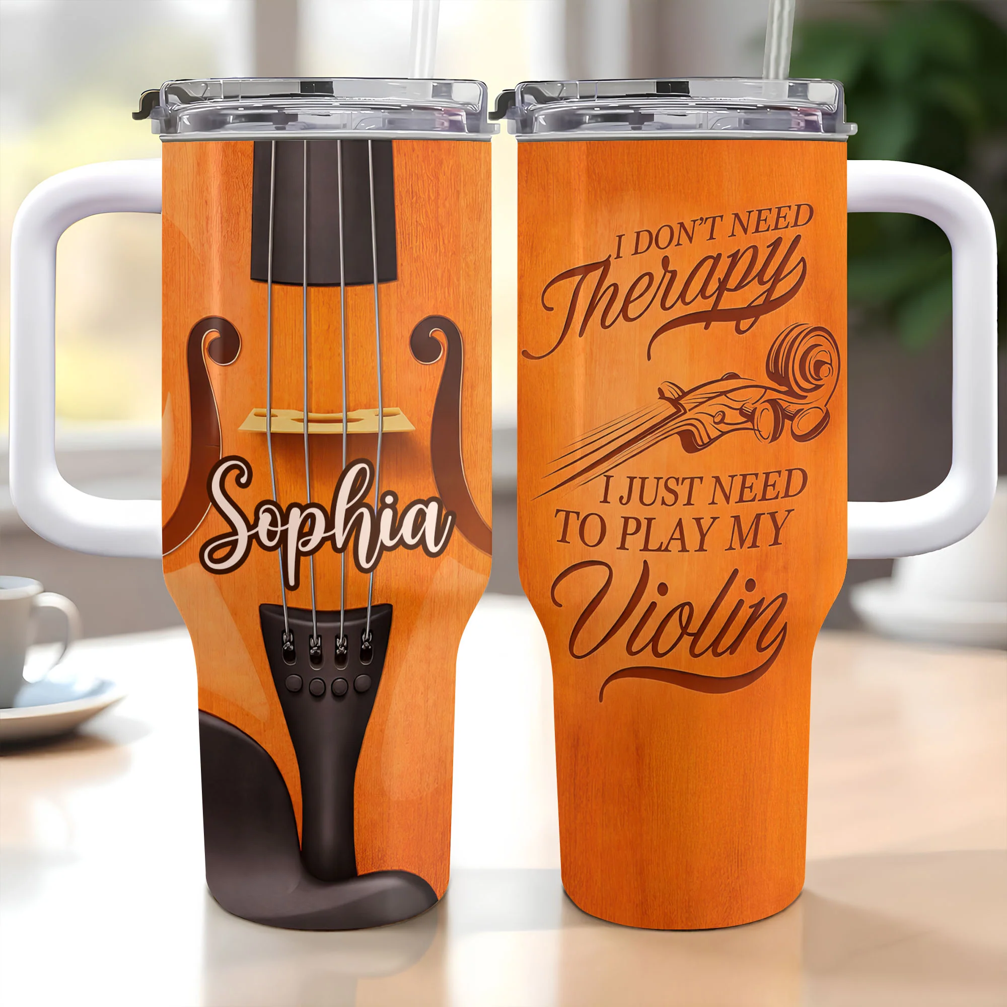 I Don't Need Therapy I Just Need To Play My Violin Musical Instrument - Personalized 40oz Tumbler With Straw - MUSIC020_TBS - Image 11