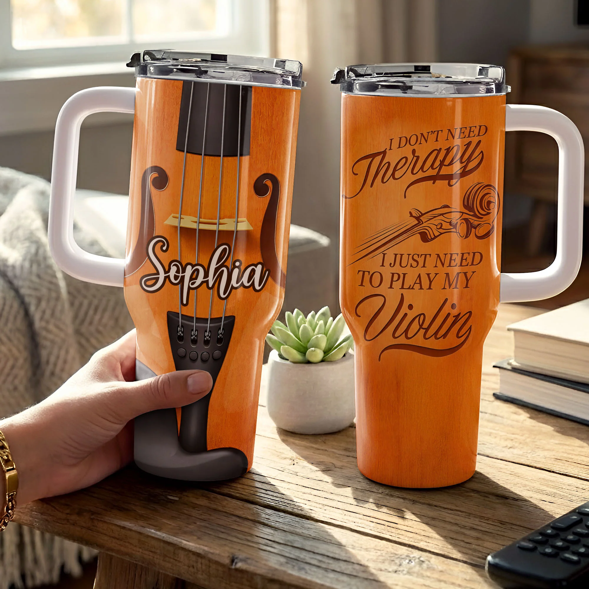 I Don't Need Therapy I Just Need To Play My Violin Musical Instrument - Personalized 40oz Tumbler With Straw - MUSIC020_TBS - Image 5