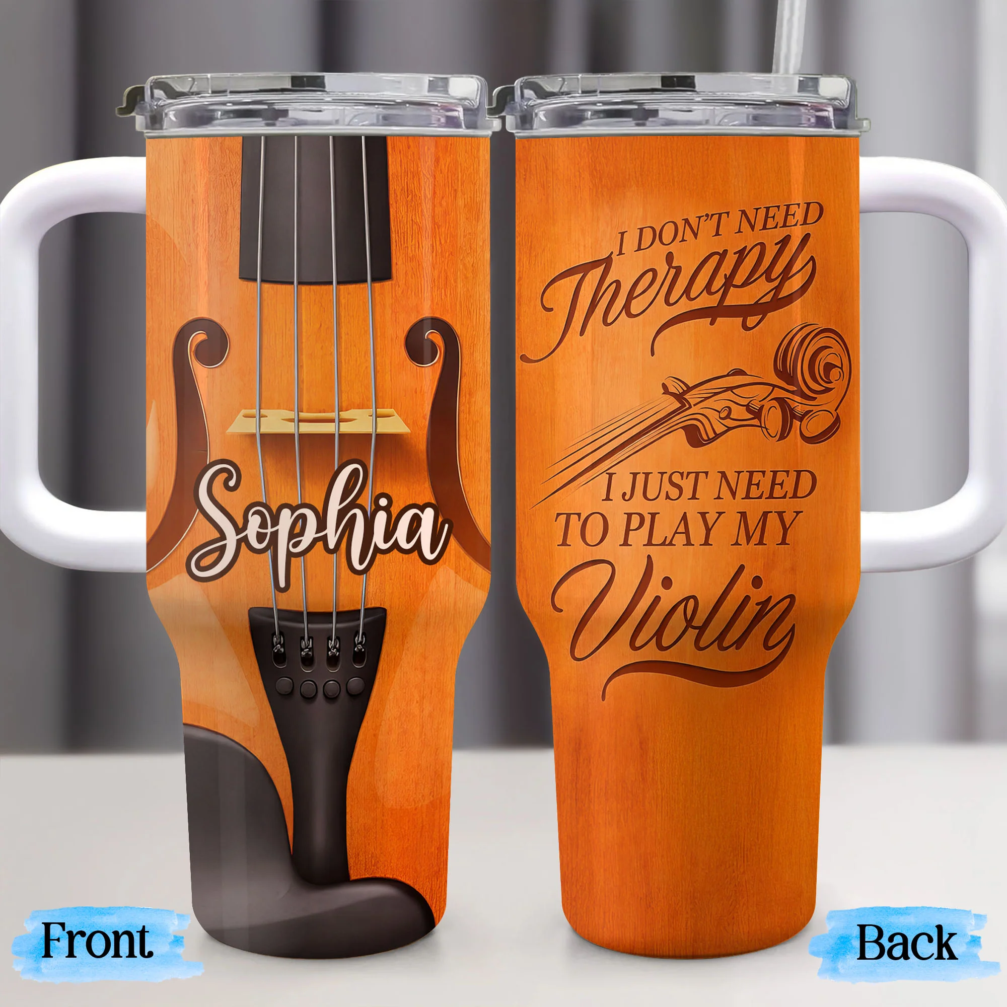 I Don't Need Therapy I Just Need To Play My Violin Musical Instrument - Personalized 40oz Tumbler With Straw - MUSIC020_TBS - Image 9