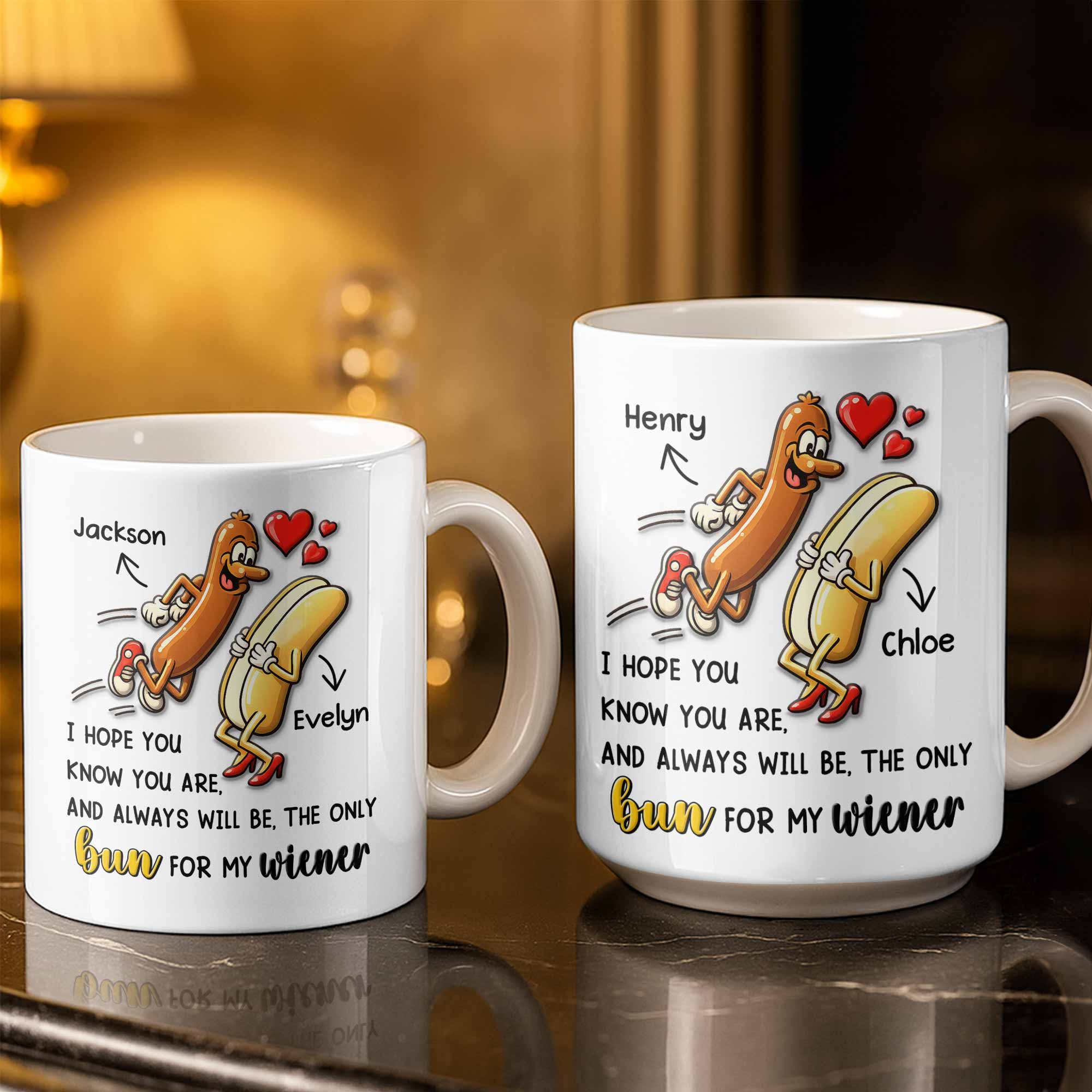 I Hope You Know You Are The Only Bun For My Wiener Sausage Hearts - Personalized Custom Coffee Mug - CPL1380_MG - Image 3