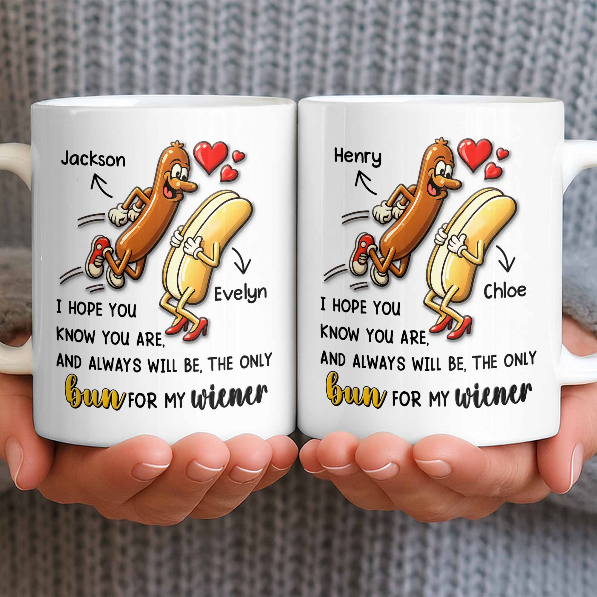 I Hope You Know You Are The Only Bun For My Wiener Sausage Hearts - Personalized Custom Coffee Mug - CPL1380_MG - Image 6