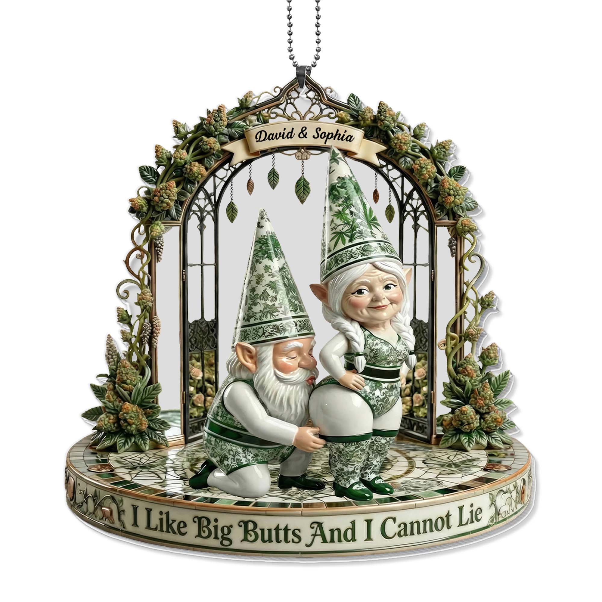 I Like Big Butts And I Cannot Lie Funny Gnomes In Flower Gate - Personalized Custom Acrylic Ornament, Car Hanging Ornament - CPL1407_ACA - Image 10
