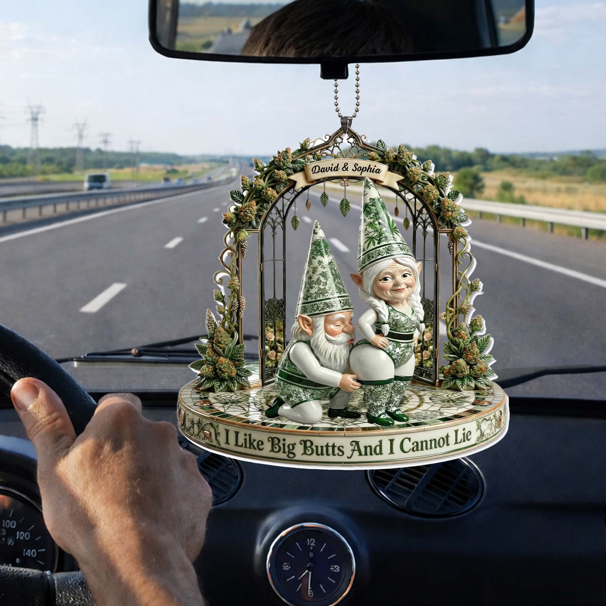 I Like Big Butts And I Cannot Lie Funny Gnomes In Flower Gate - Personalized Custom Acrylic Ornament, Car Hanging Ornament - CPL1407_ACA - Image 4