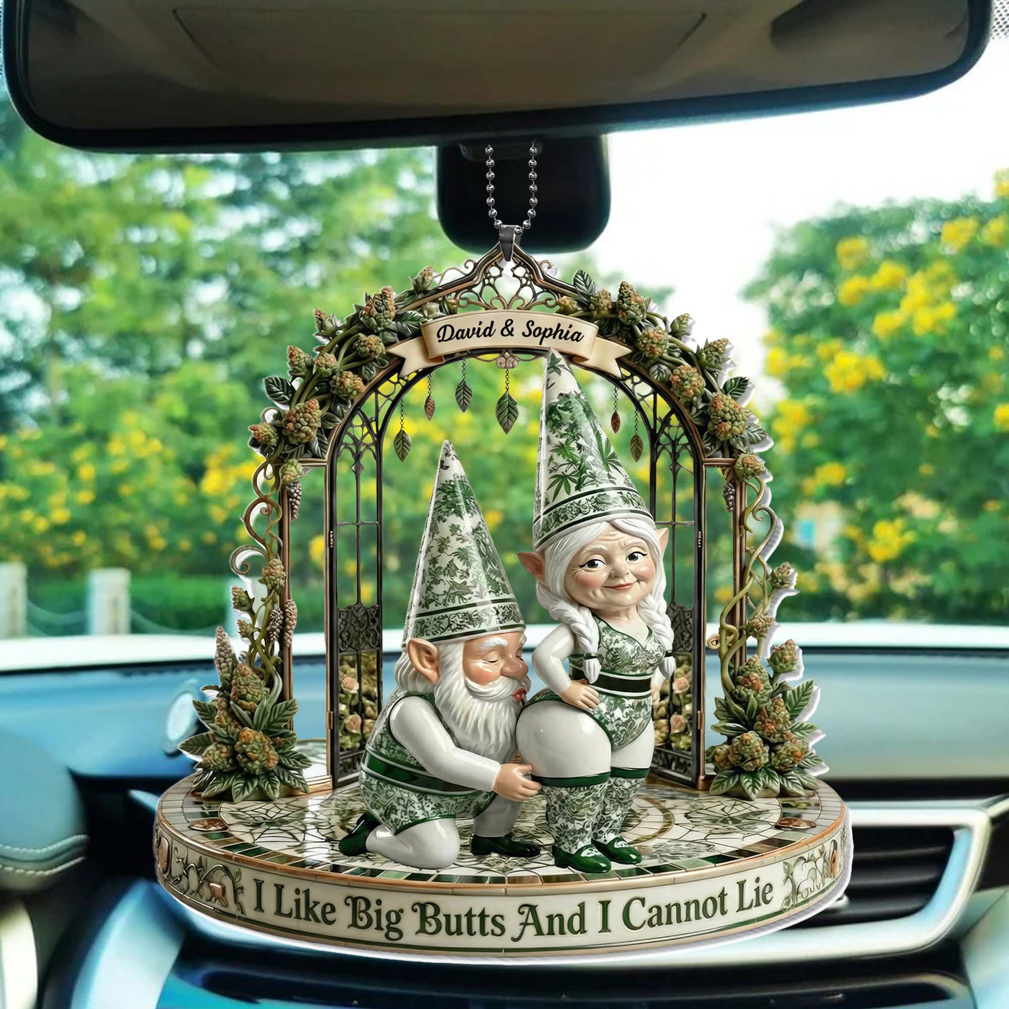 I Like Big Butts And I Cannot Lie Funny Gnomes In Flower Gate - Personalized Custom Acrylic Ornament, Car Hanging Ornament - CPL1407_ACA - Image 5