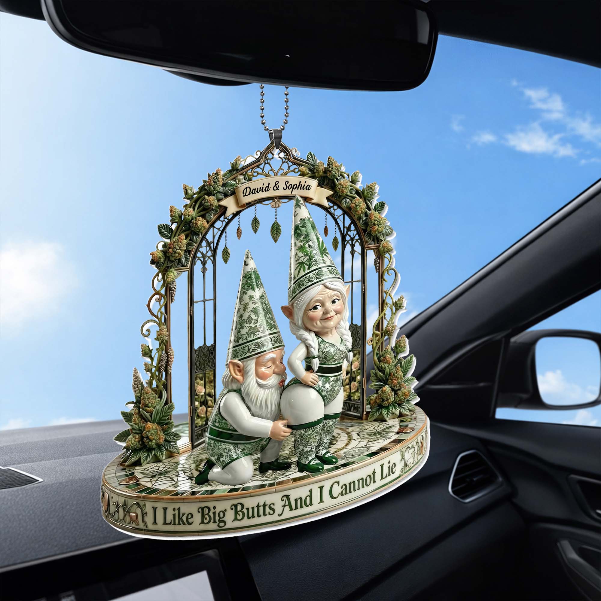 I Like Big Butts And I Cannot Lie Funny Gnomes In Flower Gate - Personalized Custom Acrylic Ornament, Car Hanging Ornament - CPL1407_ACA - Image 6