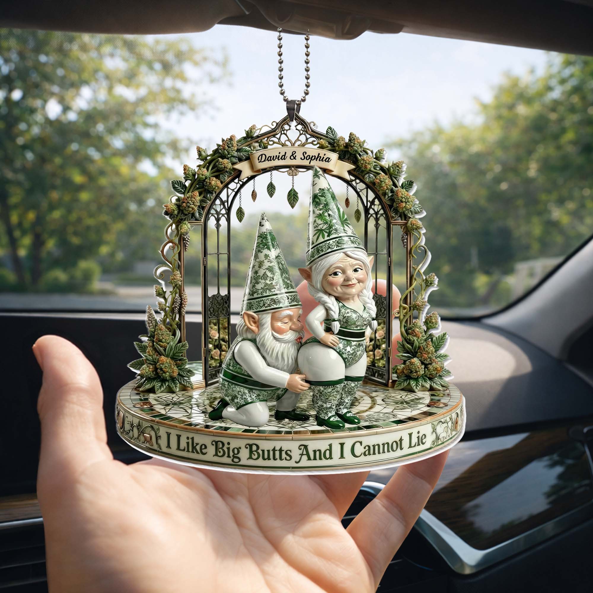 I Like Big Butts And I Cannot Lie Funny Gnomes In Flower Gate - Personalized Custom Acrylic Ornament, Car Hanging Ornament - CPL1407_ACA - Image 7