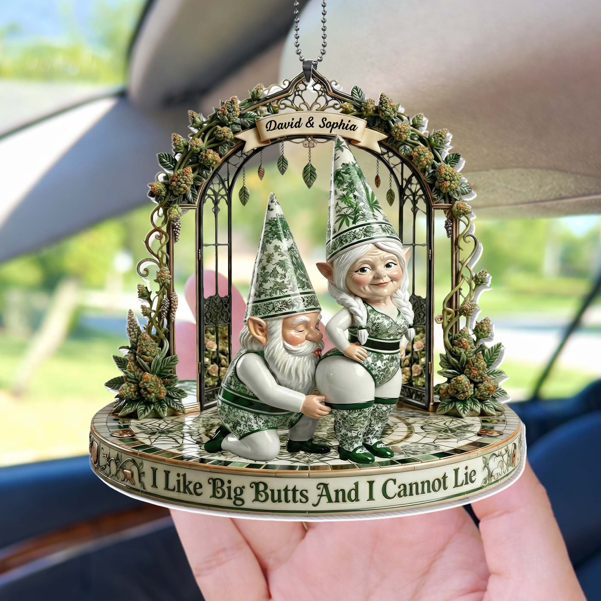 I Like Big Butts And I Cannot Lie Funny Gnomes In Flower Gate - Personalized Custom Acrylic Ornament, Car Hanging Ornament - CPL1407_ACA - Image 9
