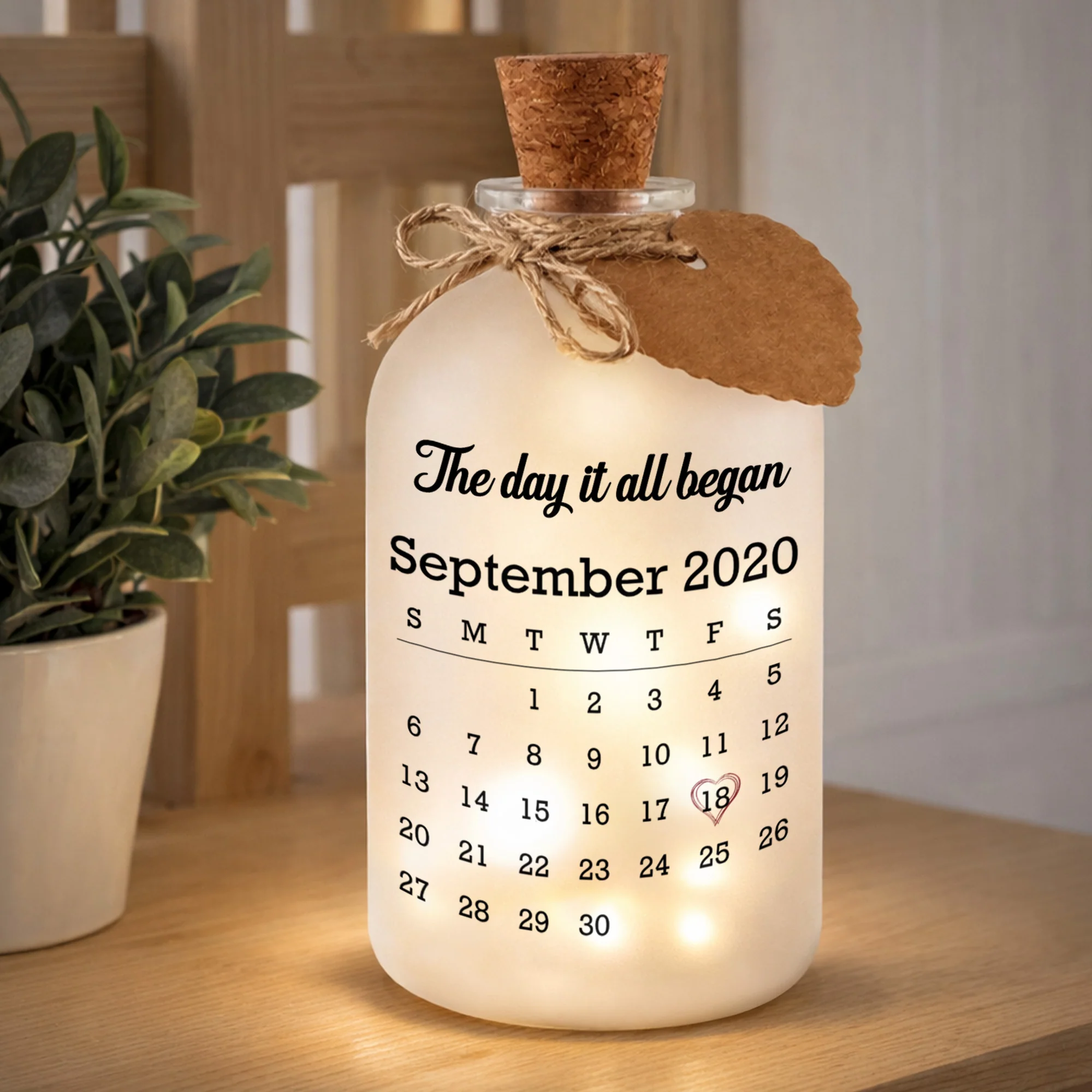 I Met You I Liked You Holding Hands And Calendar - Personalized Short Bottle Light - CPL1338_SBOLI - Image 4