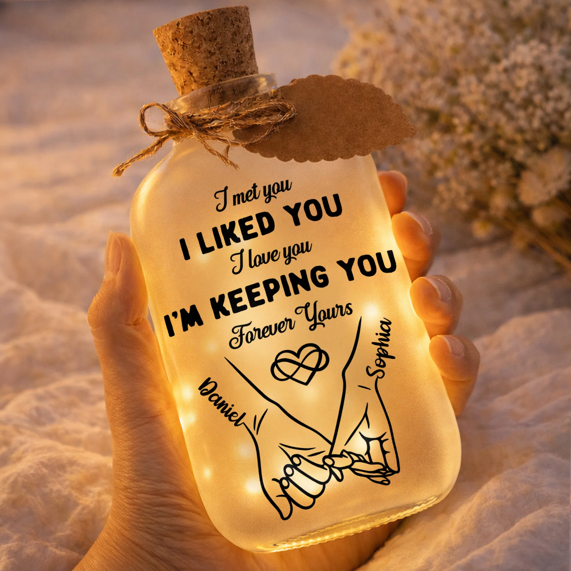 I Met You I Liked You Holding Hands And Calendar - Personalized Short Bottle Light - CPL1338_SBOLI - Image 5