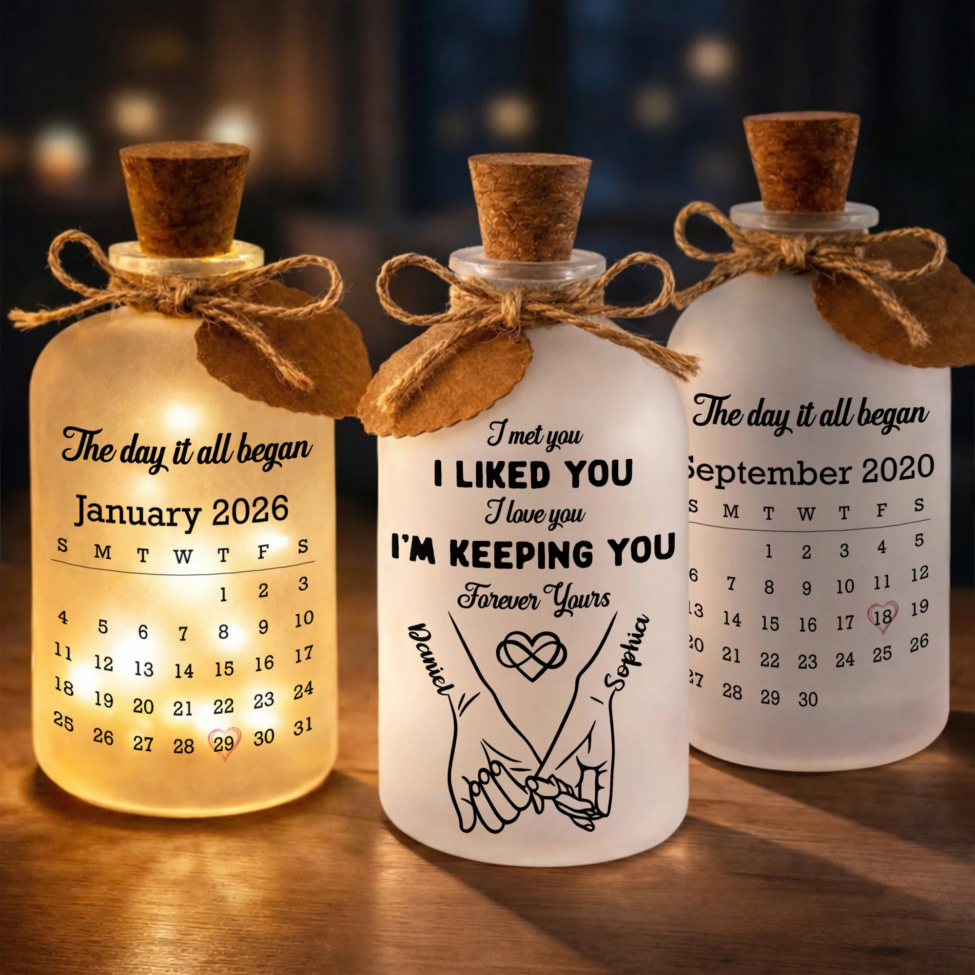 I Met You I Liked You Holding Hands And Calendar - Personalized Short Bottle Light - CPL1338_SBOLI - Image 6