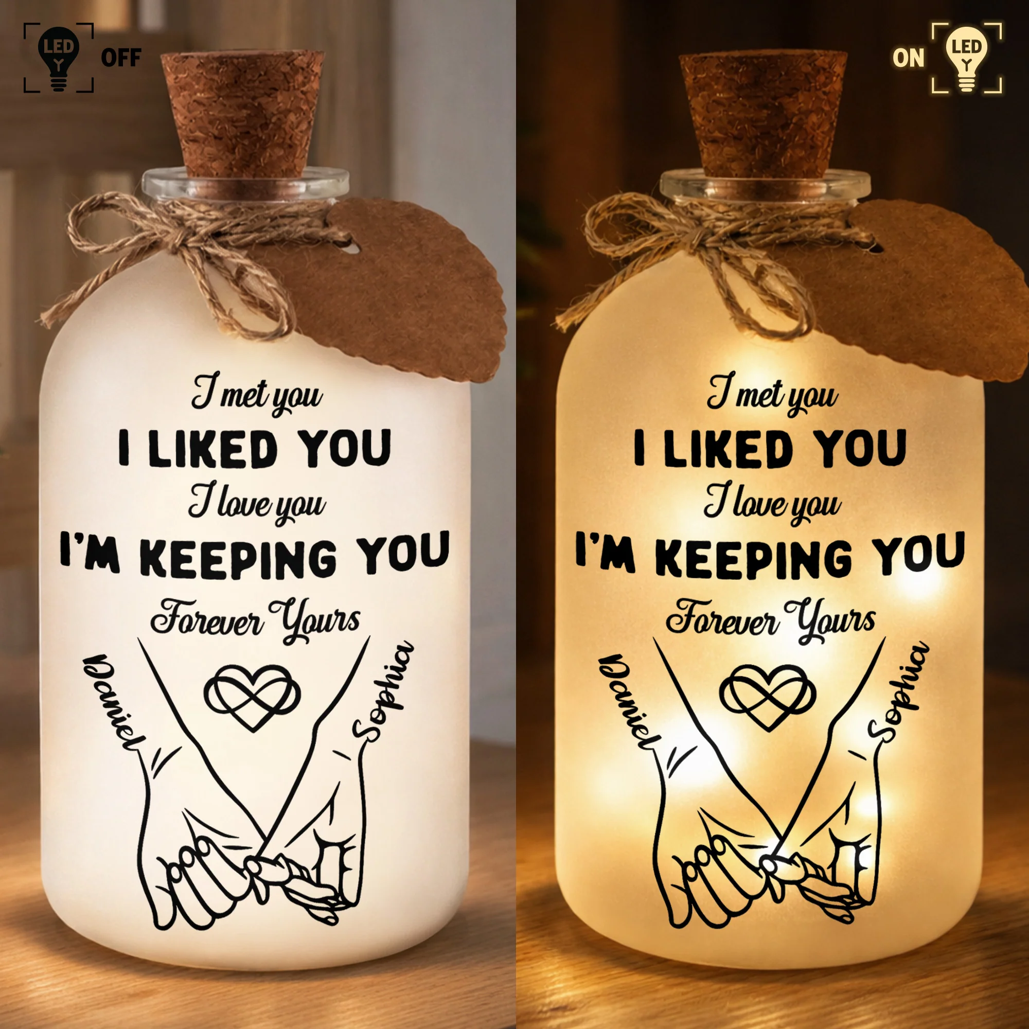 I Met You I Liked You Holding Hands And Calendar - Personalized Short Bottle Light - CPL1338_SBOLI - Image 7