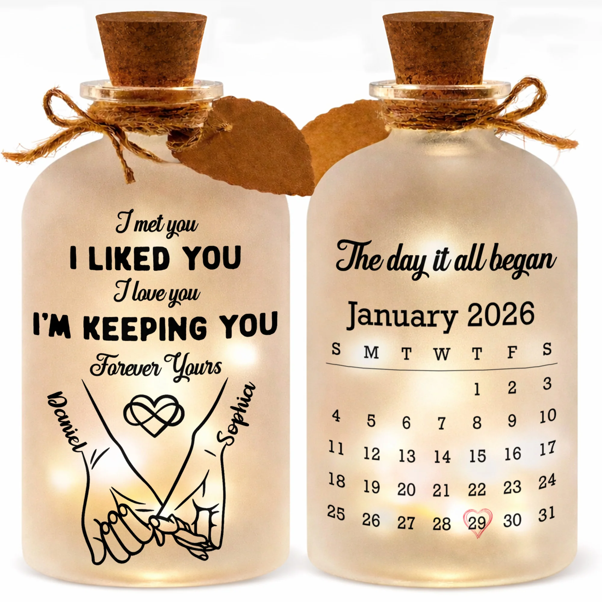 I Met You I Liked You Holding Hands And Calendar - Personalized Short Bottle Light - CPL1338_SBOLI - Image 9