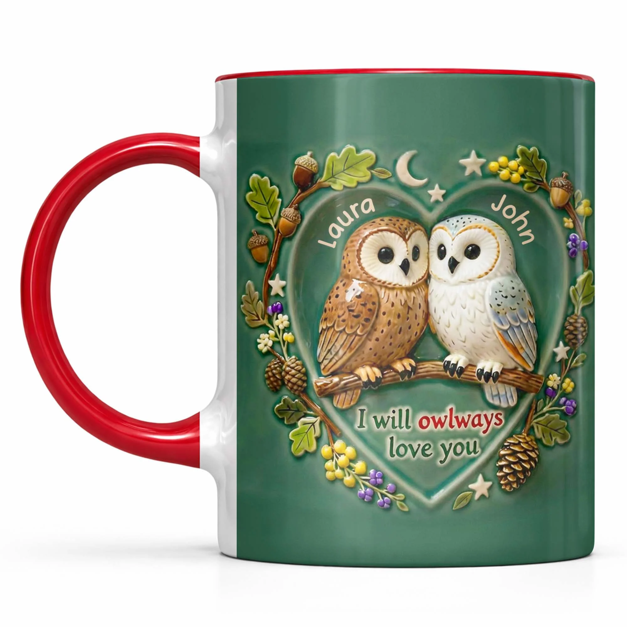 I Will Owlways Love You With Cute Owls And Nature Wreath - Personalized Custom Accent Mug - CPL1379_AMUG - Image 11