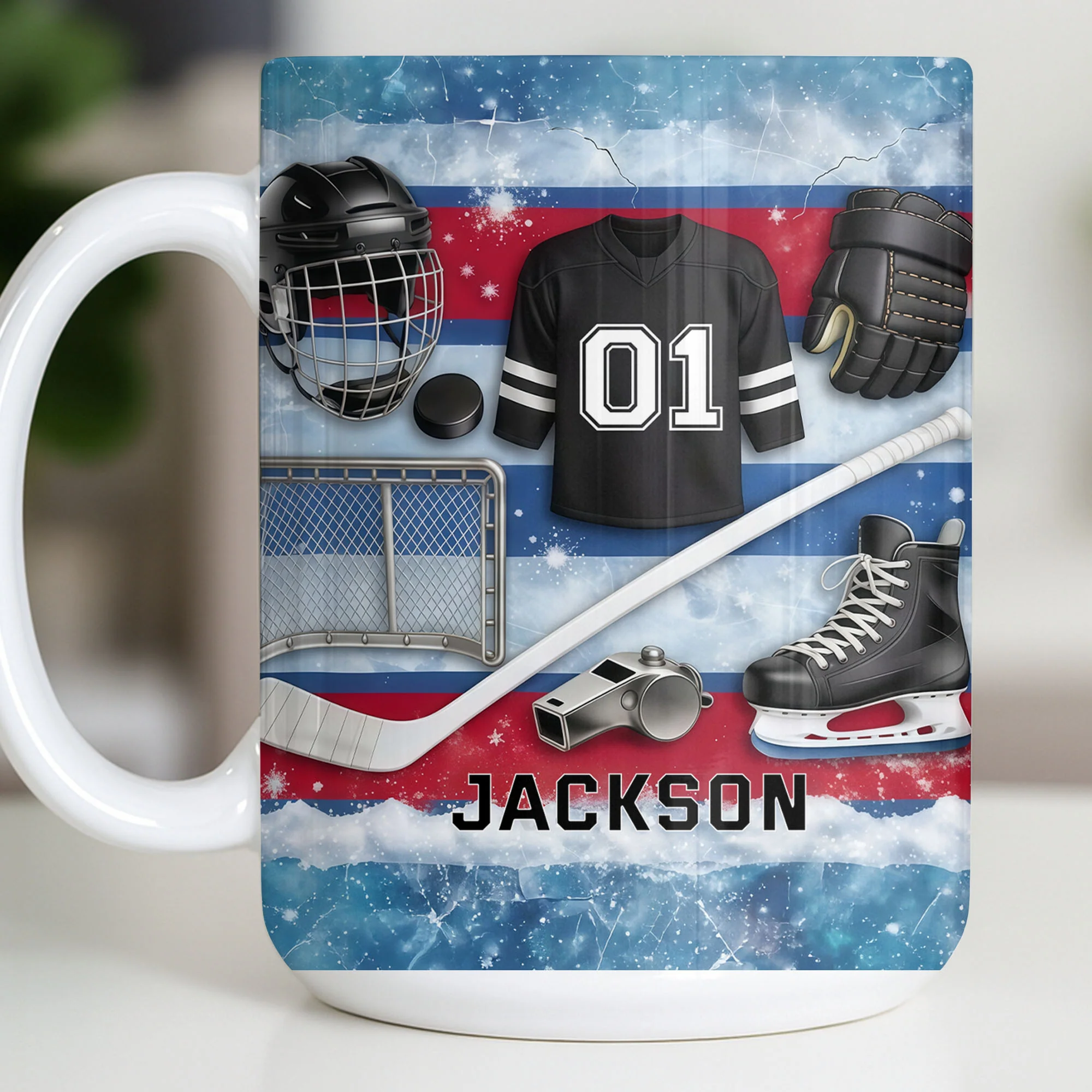Ice Hockey Equipment Collection With Jersey Helmet And Skates - Personalized Custom Coffee Mug - HOB135_MG - Image 10