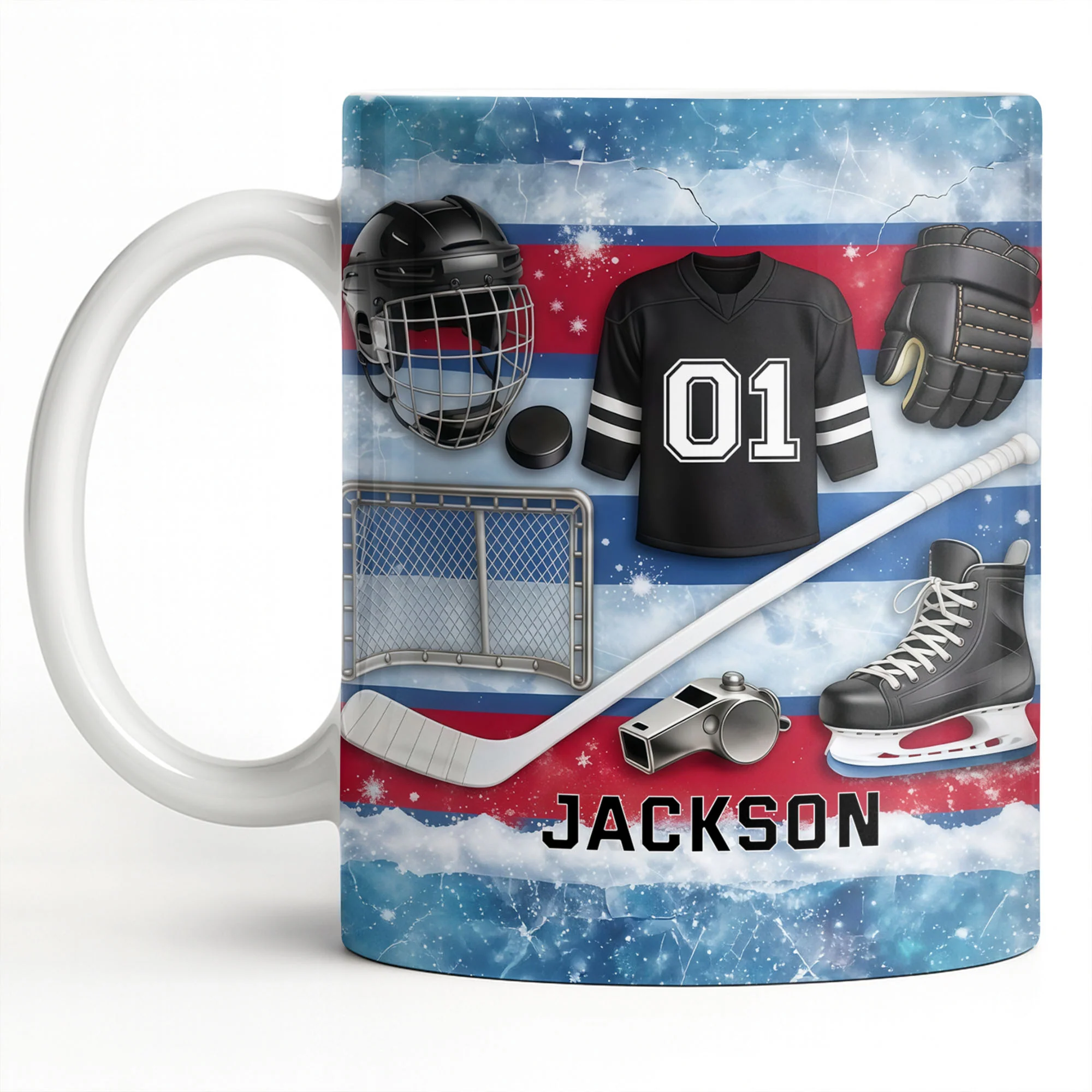 Ice Hockey Equipment Collection With Jersey Helmet And Skates - Personalized Custom Coffee Mug - HOB135_MG - Image 12