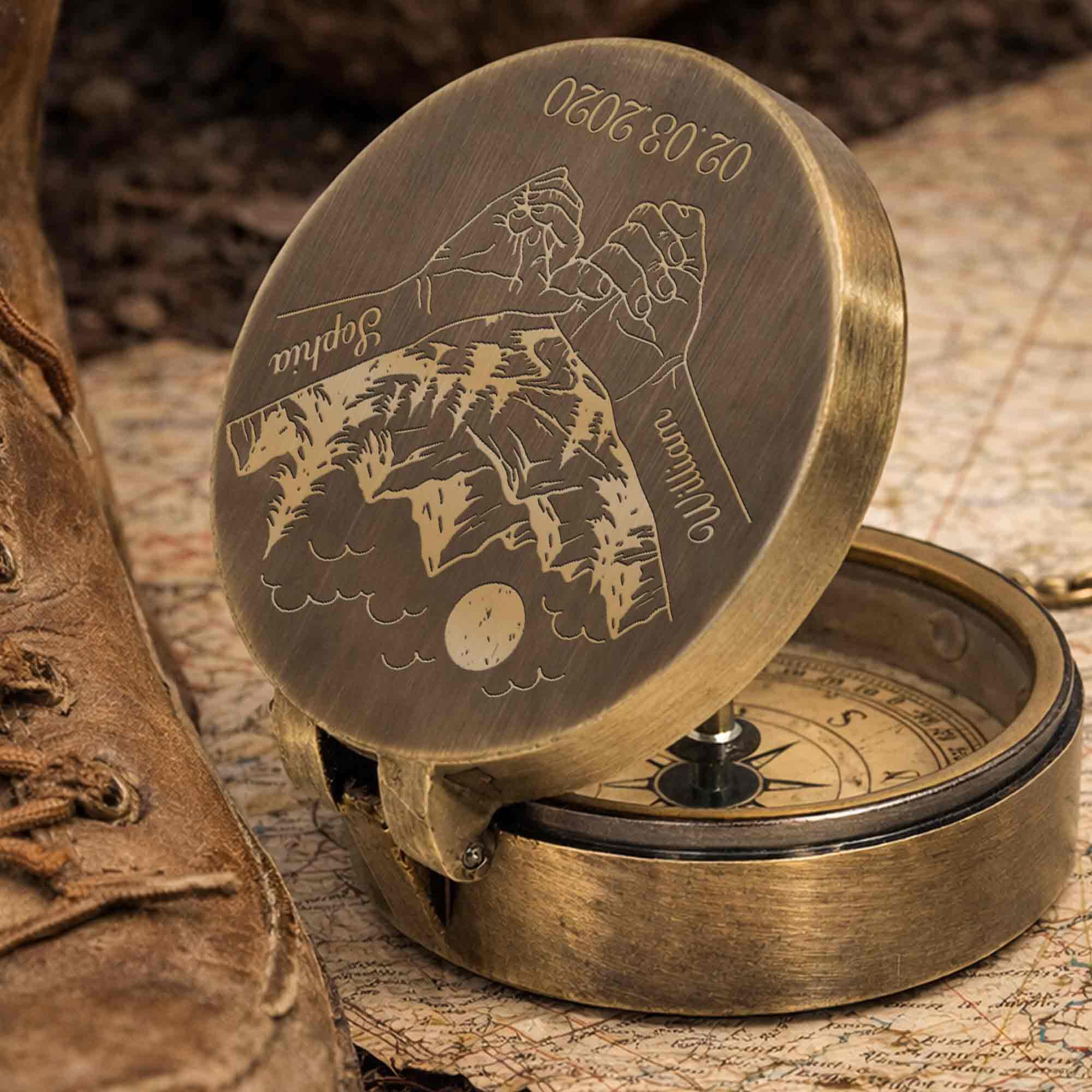 I'd Chose You In A Hundred Lifetimes Pinky Promise Mountains - Personalized Engraved Brass Compass - CPL838_ECPASS - Image 4