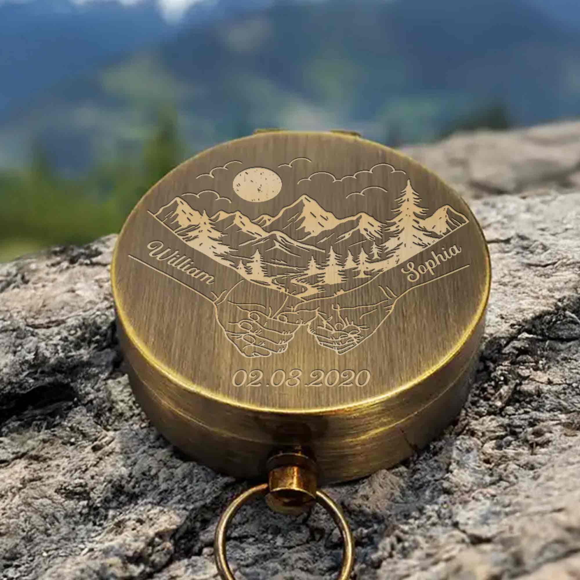 I'd Chose You In A Hundred Lifetimes Pinky Promise Mountains - Personalized Engraved Brass Compass - CPL838_ECPASS - Image 5