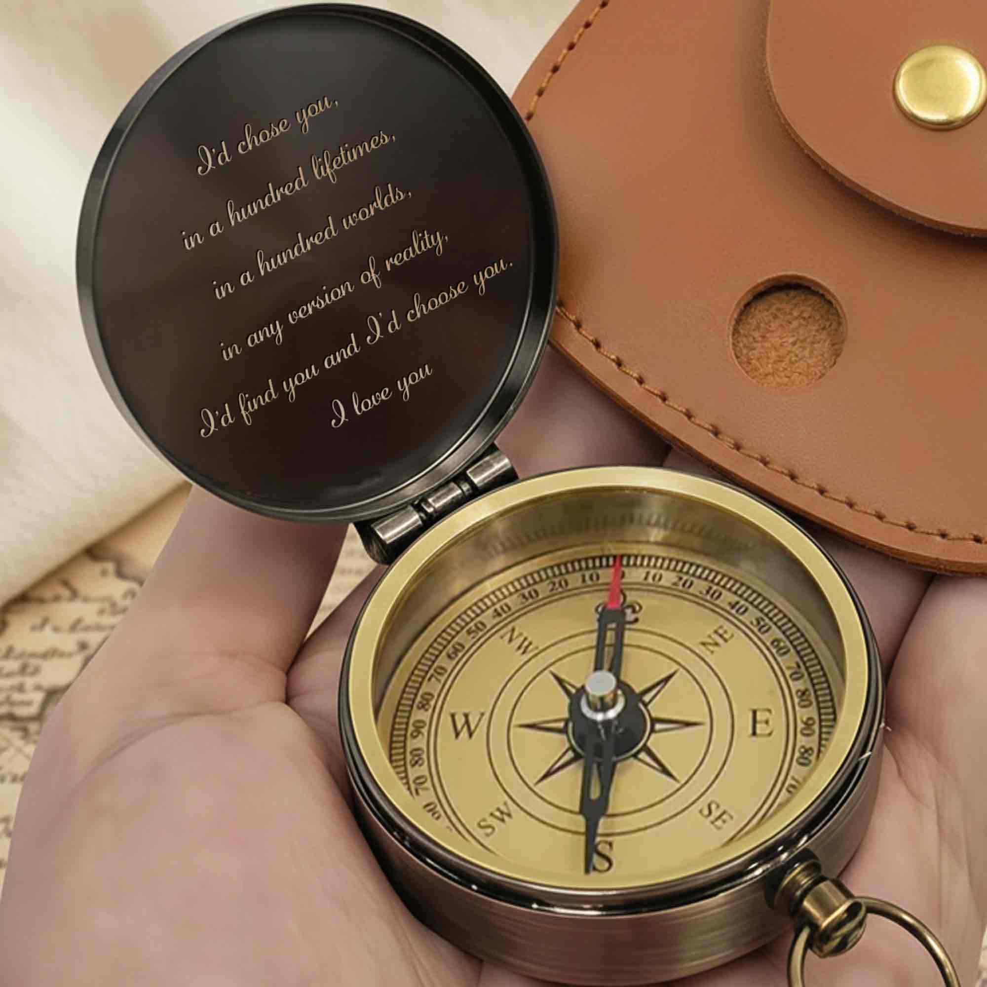 I'd Chose You In A Hundred Lifetimes Pinky Promise Mountains - Personalized Engraved Brass Compass - CPL838_ECPASS - Image 7