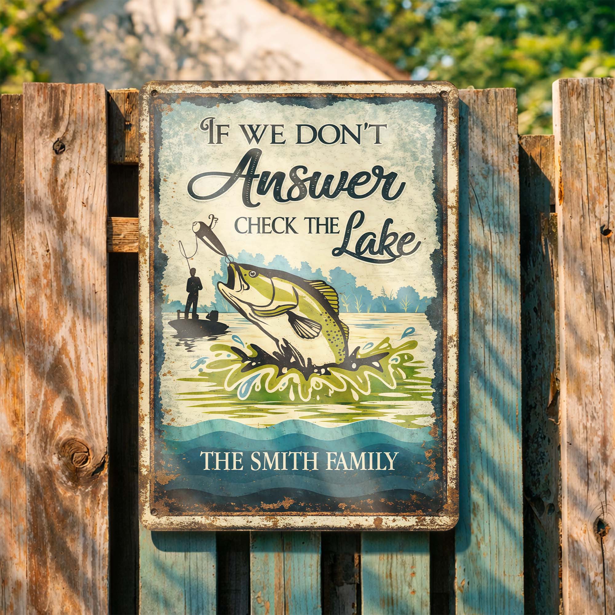 If We Don't Answer Check The Lake Bass Fish And Fisherman Design - Personalized Metal Sign - FISH003_MSIGN - Image 3
