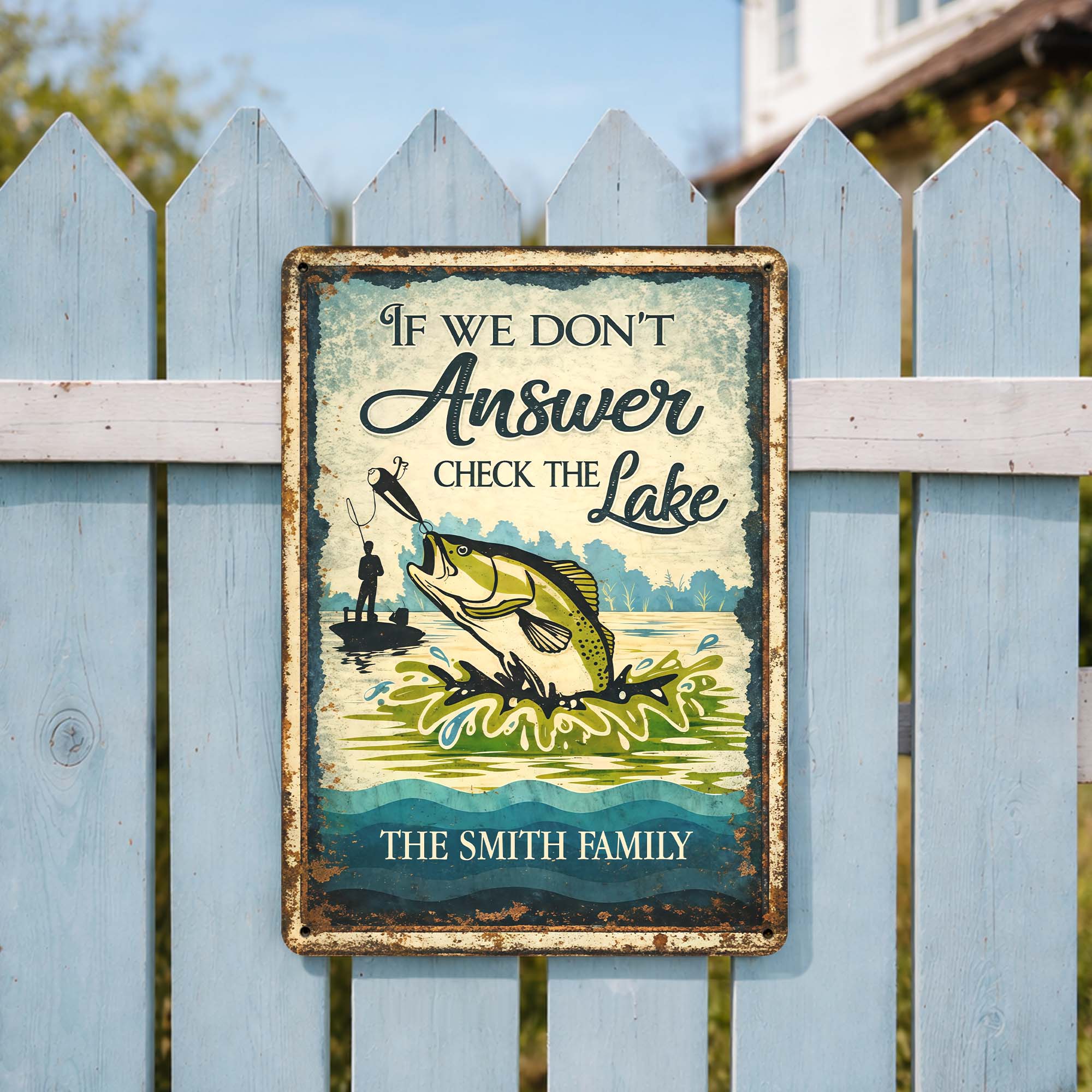 If We Don't Answer Check The Lake Bass Fish And Fisherman Design - Personalized Metal Sign - FISH003_MSIGN - Image 7