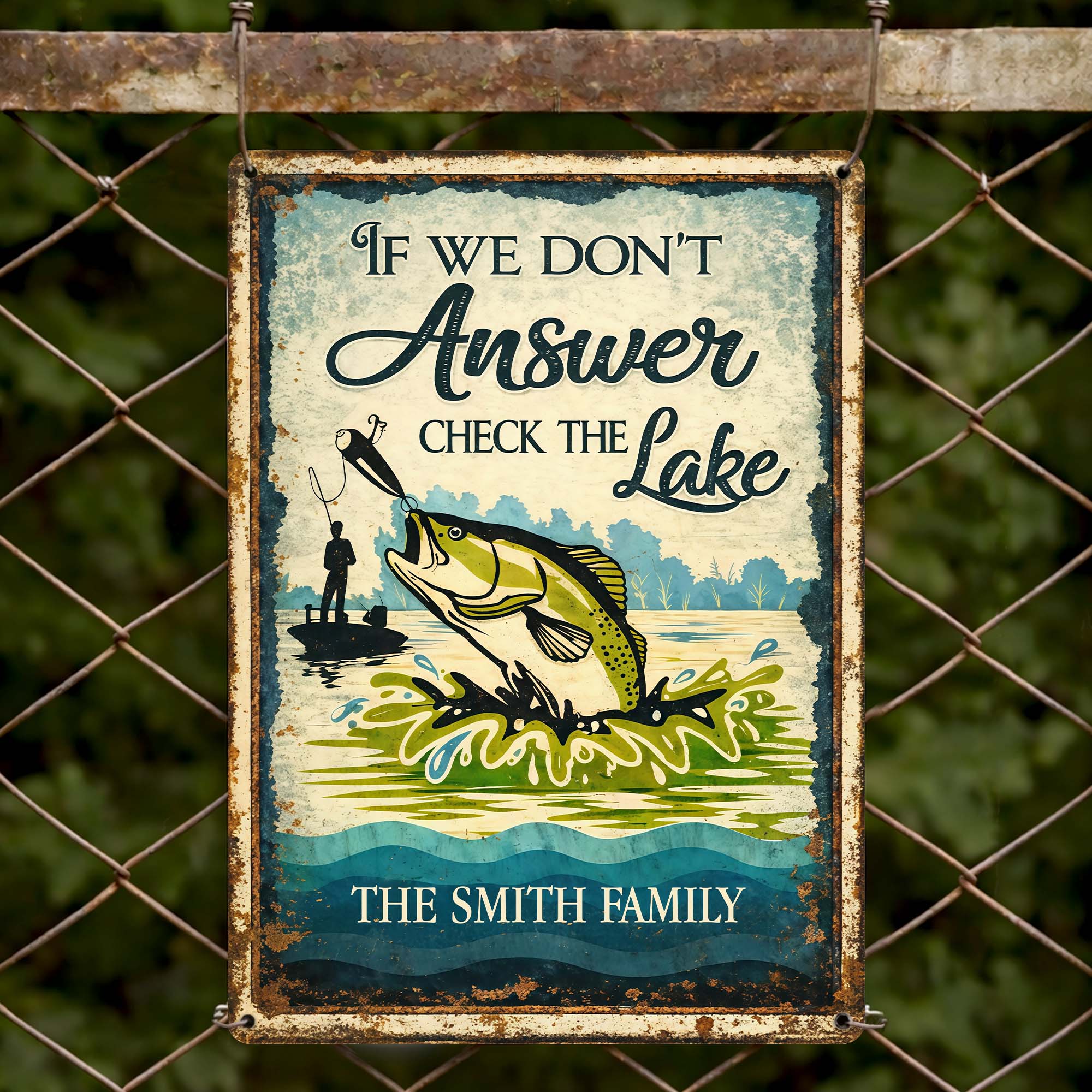 If We Don't Answer Check The Lake Bass Fish And Fisherman Design - Personalized Metal Sign - FISH003_MSIGN - Image 8