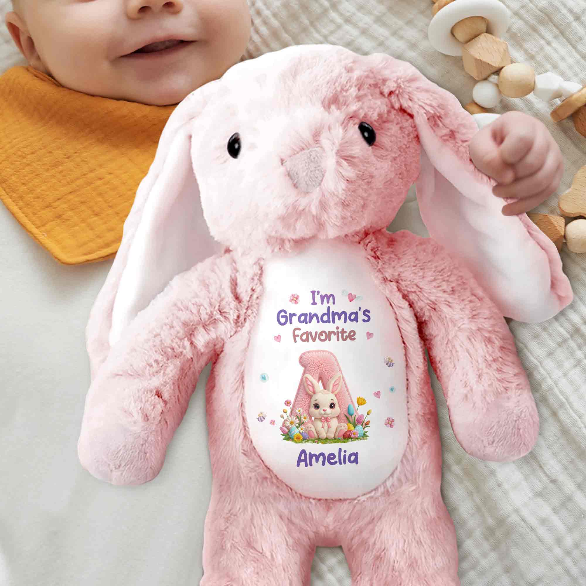 I'm Grandma's Favorite Personalized Letter And Bunny Flower - Personalized Stuffed Bunny - GRK126_BUN - Image 2
