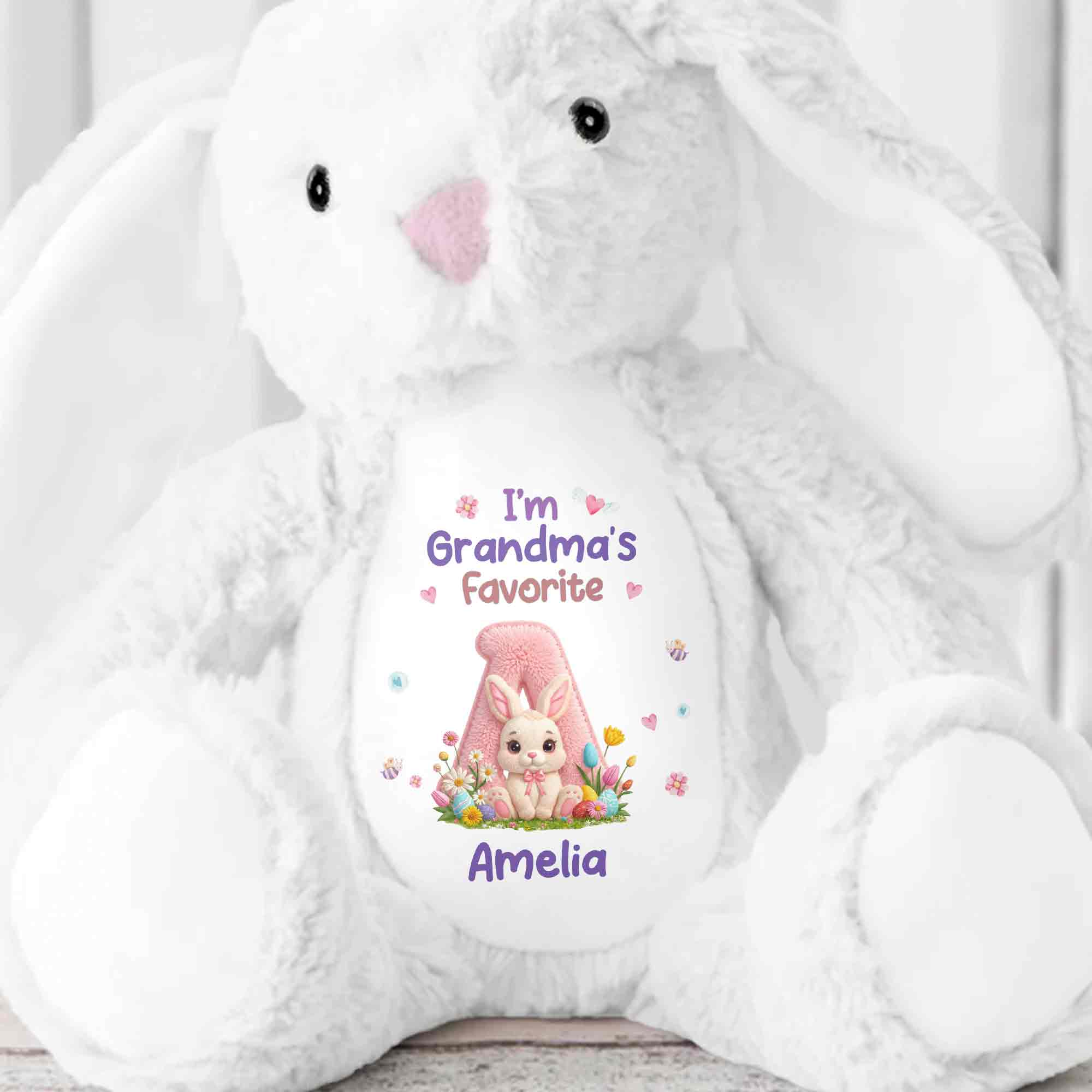 I'm Grandma's Favorite Personalized Letter And Bunny Flower - Personalized Stuffed Bunny - GRK126_BUN - Image 4
