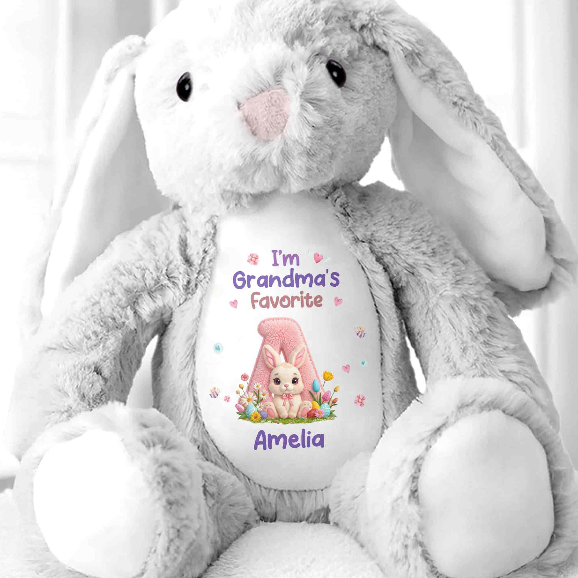 I'm Grandma's Favorite Personalized Letter And Bunny Flower - Personalized Stuffed Bunny - GRK126_BUN - Image 7