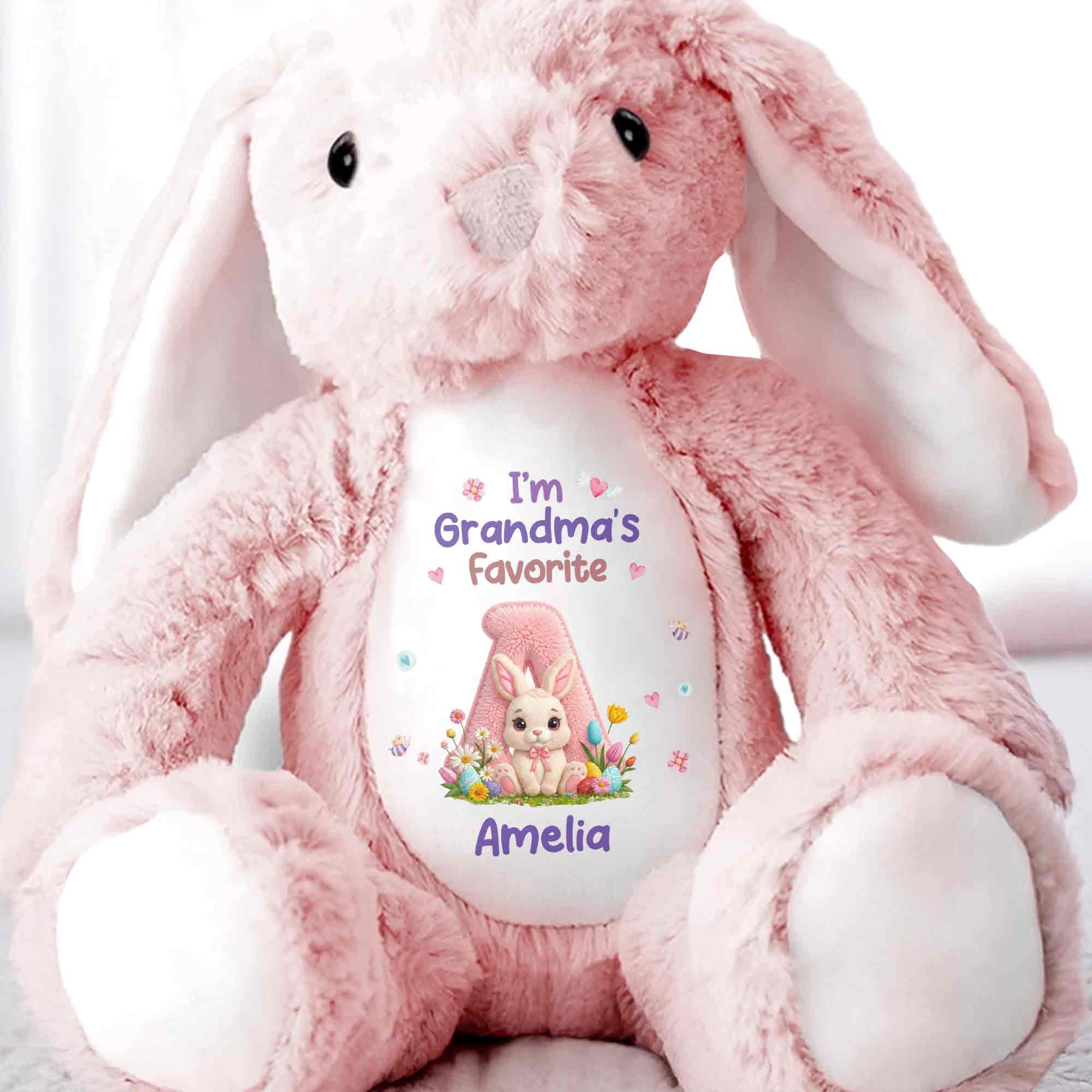 I'm Grandma's Favorite Personalized Letter And Bunny Flower - Personalized Stuffed Bunny - GRK126_BUN - Image 8