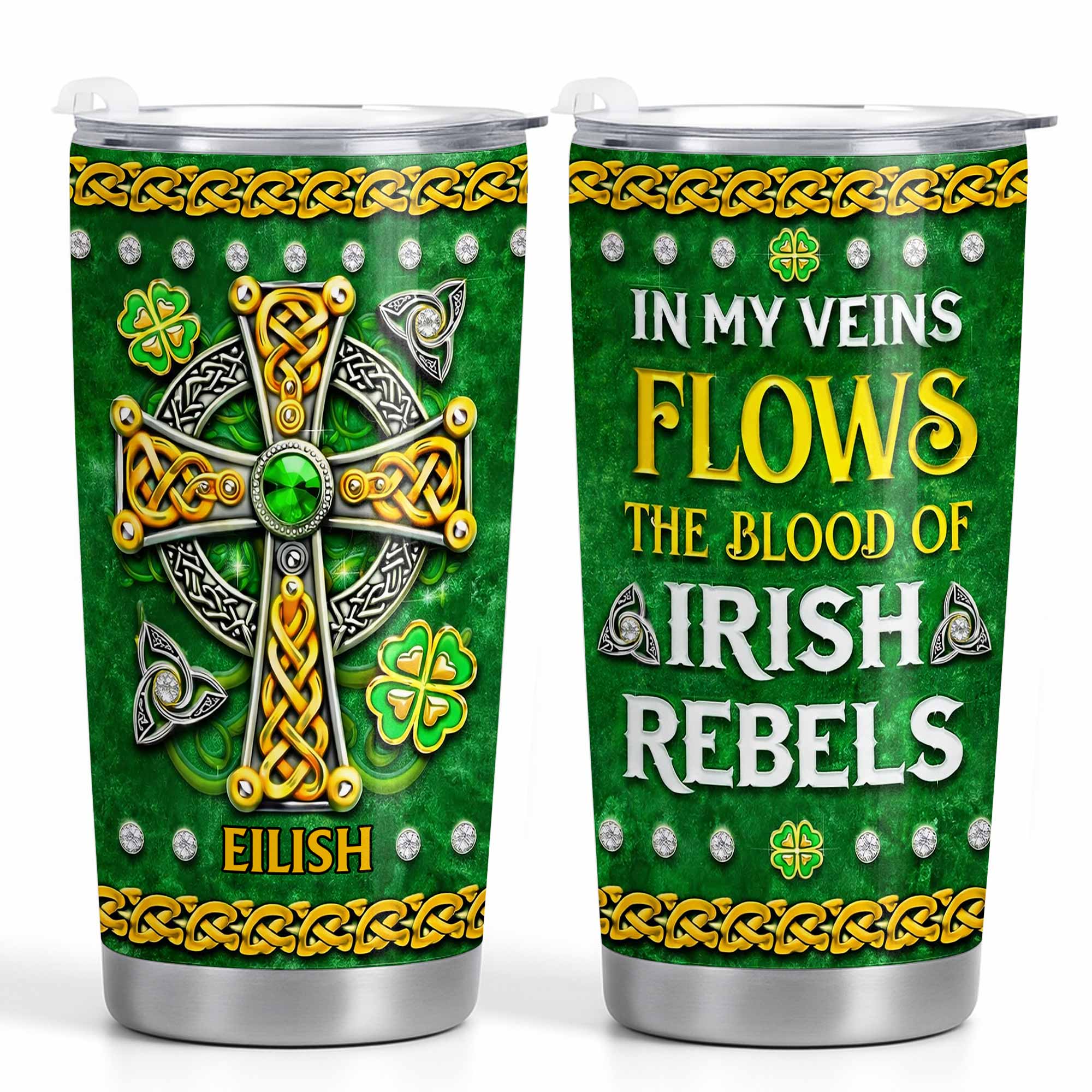 In My Veins Flows The Blood Of Irish Rebels Celtic Cross Shamrock - Personalized Custom Stainless Steel Tumbler 20oz 30oz - HOB129_TB - Image 11