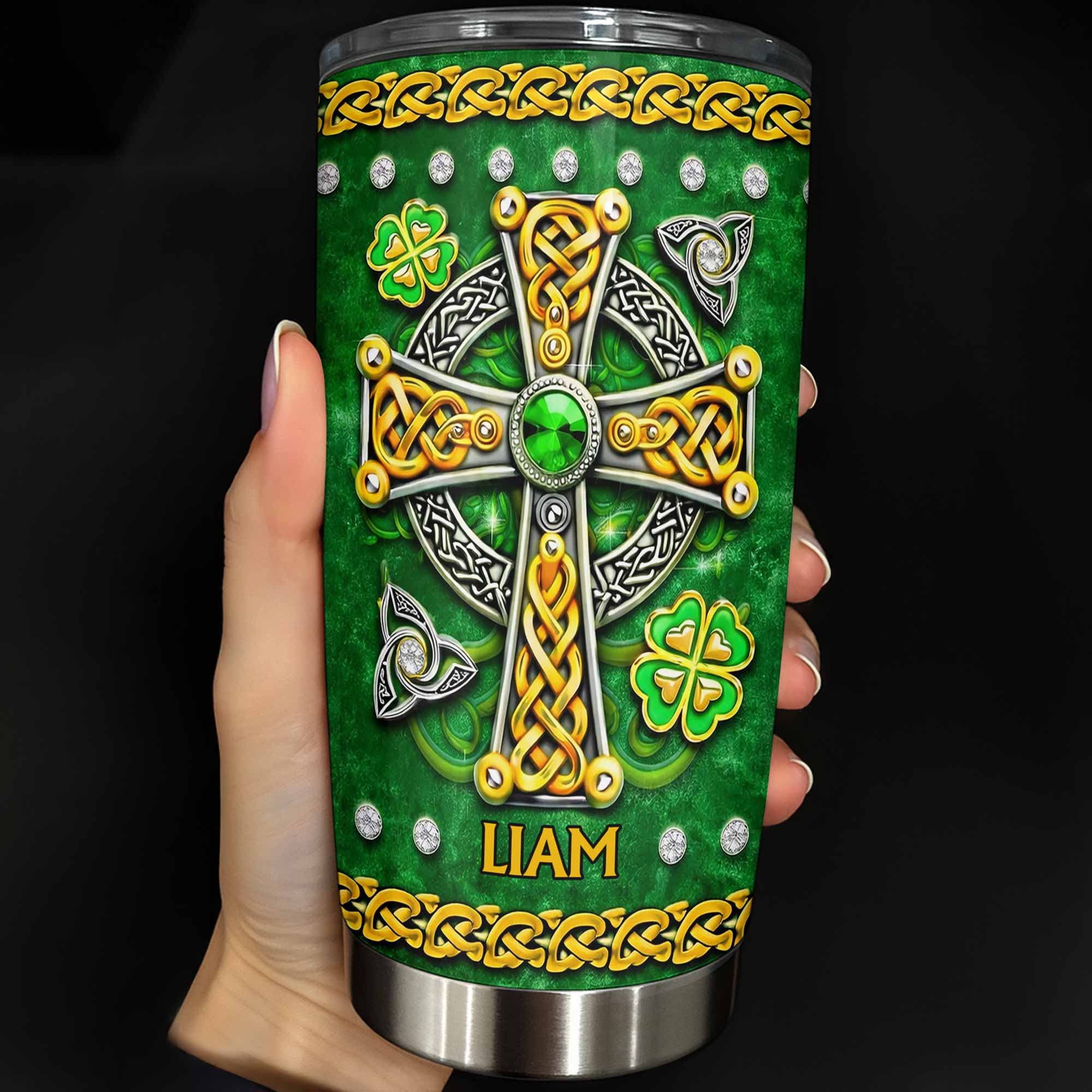 In My Veins Flows The Blood Of Irish Rebels Celtic Cross Shamrock - Personalized Custom Stainless Steel Tumbler 20oz 30oz - HOB129_TB - Image 5