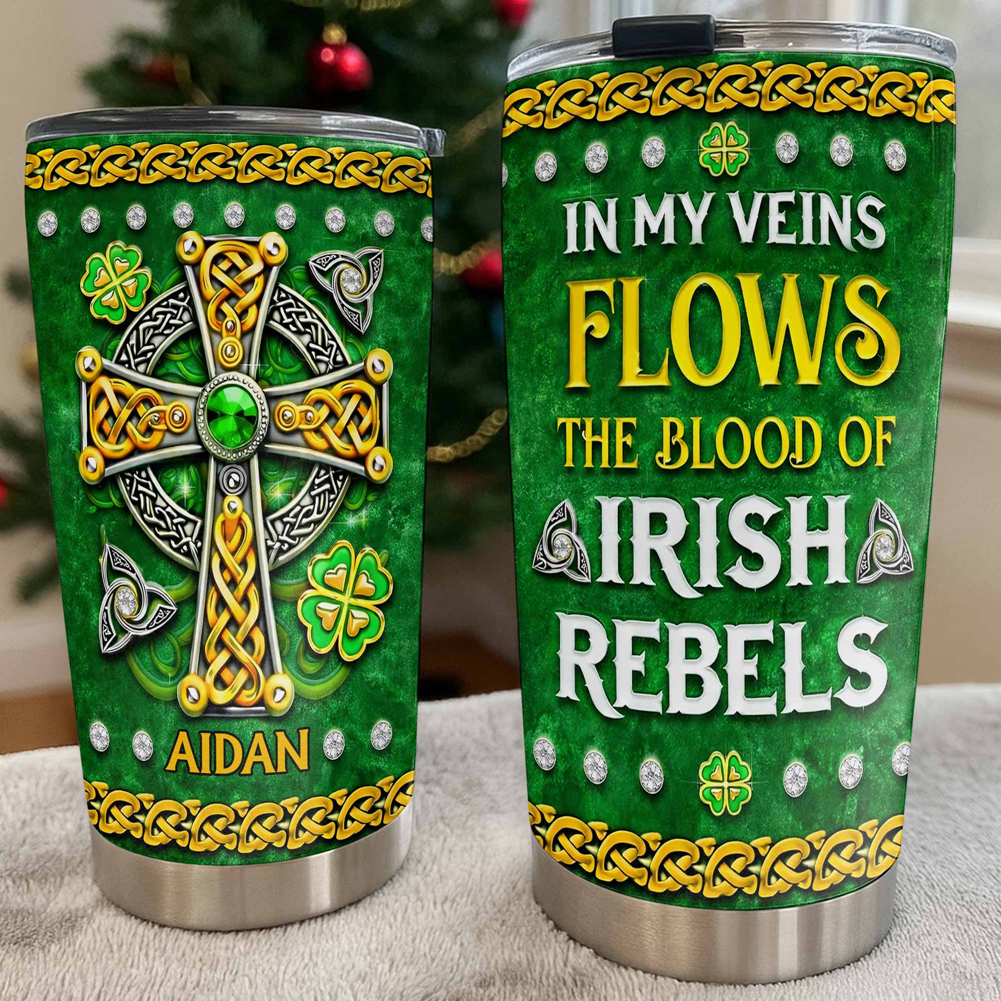 In My Veins Flows The Blood Of Irish Rebels Celtic Cross Shamrock - Personalized Custom Stainless Steel Tumbler 20oz 30oz - HOB129_TB - Image 6