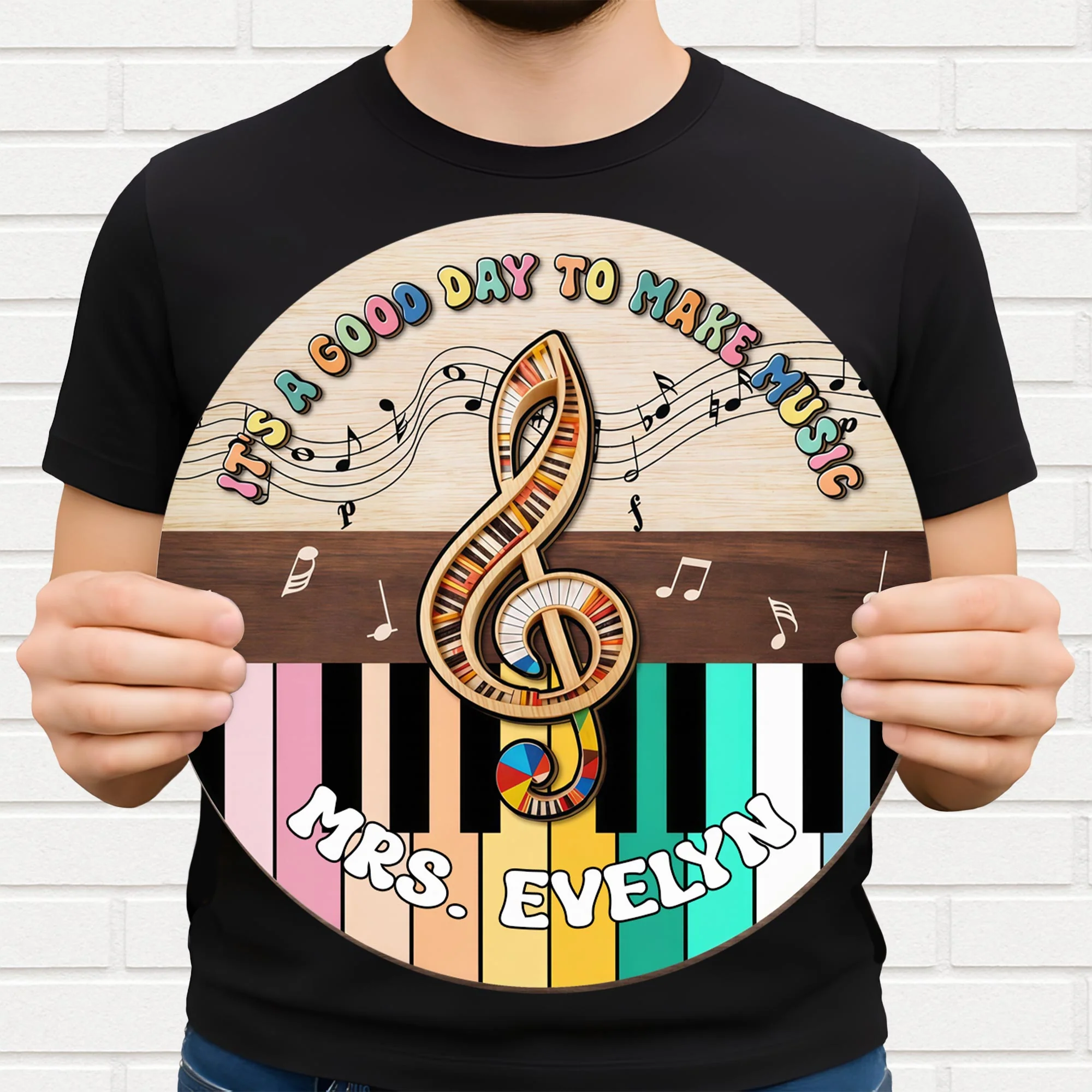 It's A Good Day To Make Music With Piano Keys And Treble Clef - Personalized Custom Shaped Wood Sign - MUSIC009_WSIGN - Image 2