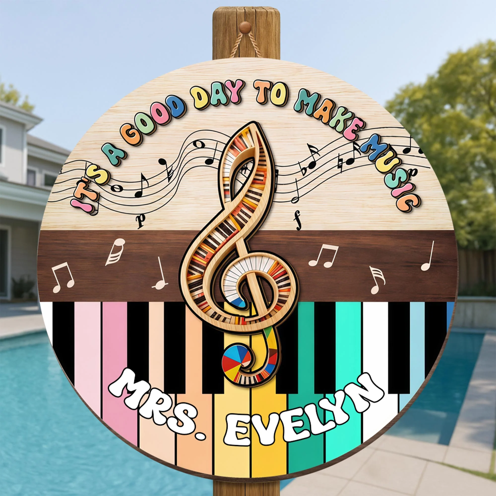 It's A Good Day To Make Music With Piano Keys And Treble Clef - Personalized Custom Shaped Wood Sign - MUSIC009_WSIGN - Image 6