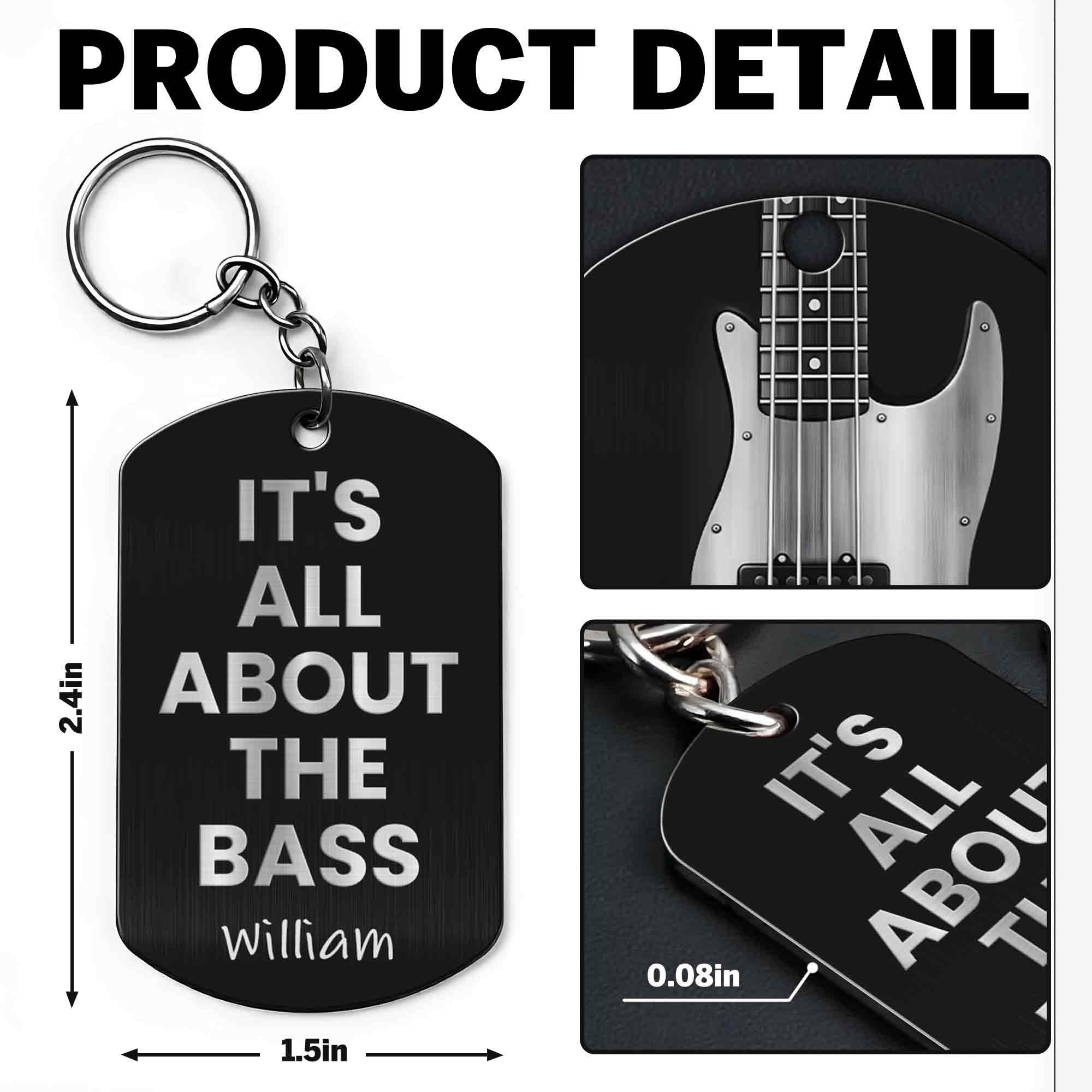 It's All About The Bass Guitar Music Lover Gift - Personalized Stainless Steel Keychain - MUSIC010_KCX - Image 6