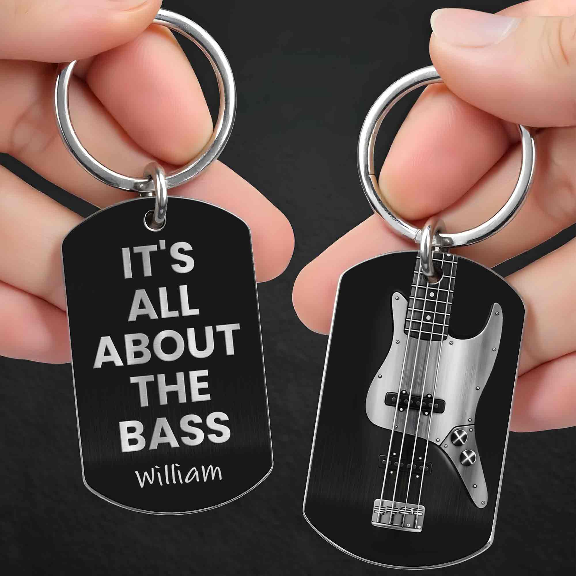 It's All About The Bass Guitar Music Lover Gift - Personalized Stainless Steel Keychain - MUSIC010_KCX - Image 7