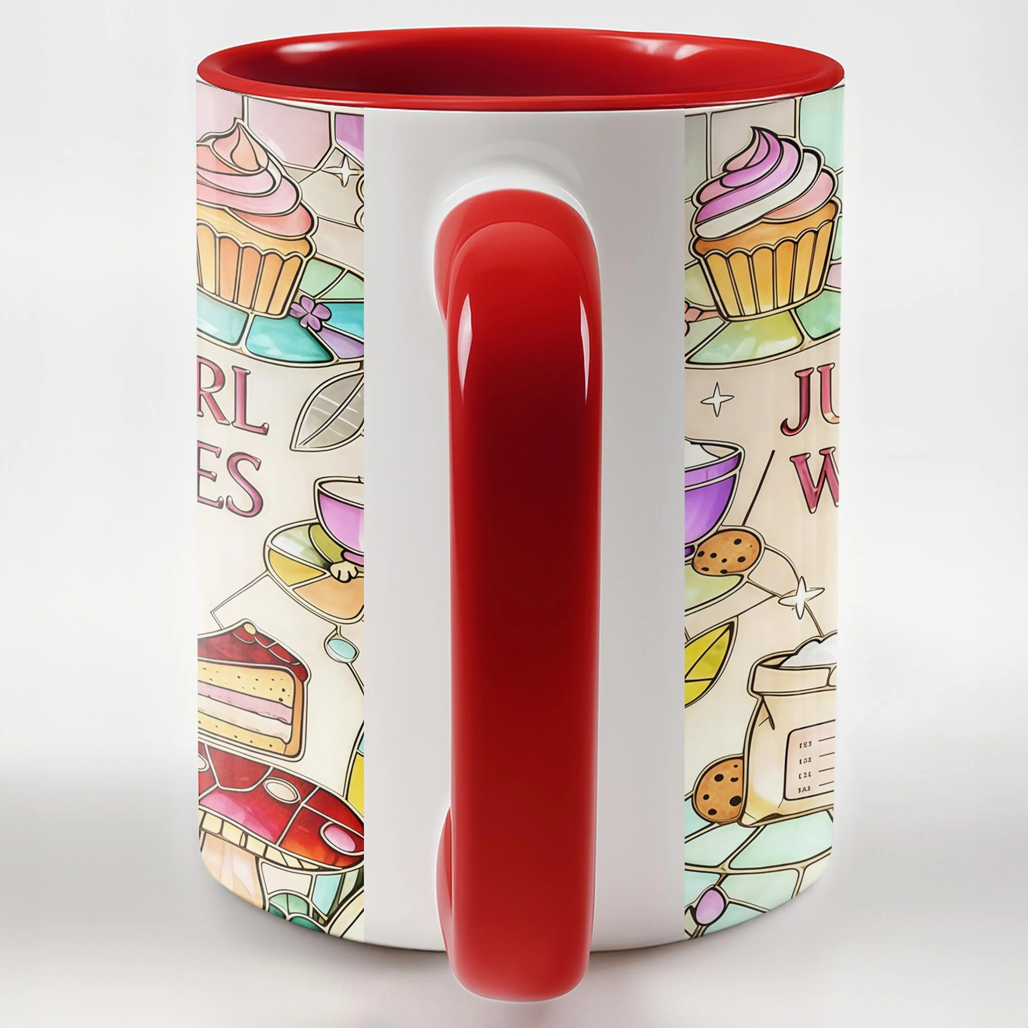 Just A Girl Who Loves Baking Stained Glass Style Cupcake And Whisk - Personalized Custom Accent Mug - COOK016_AMUG - Image 10