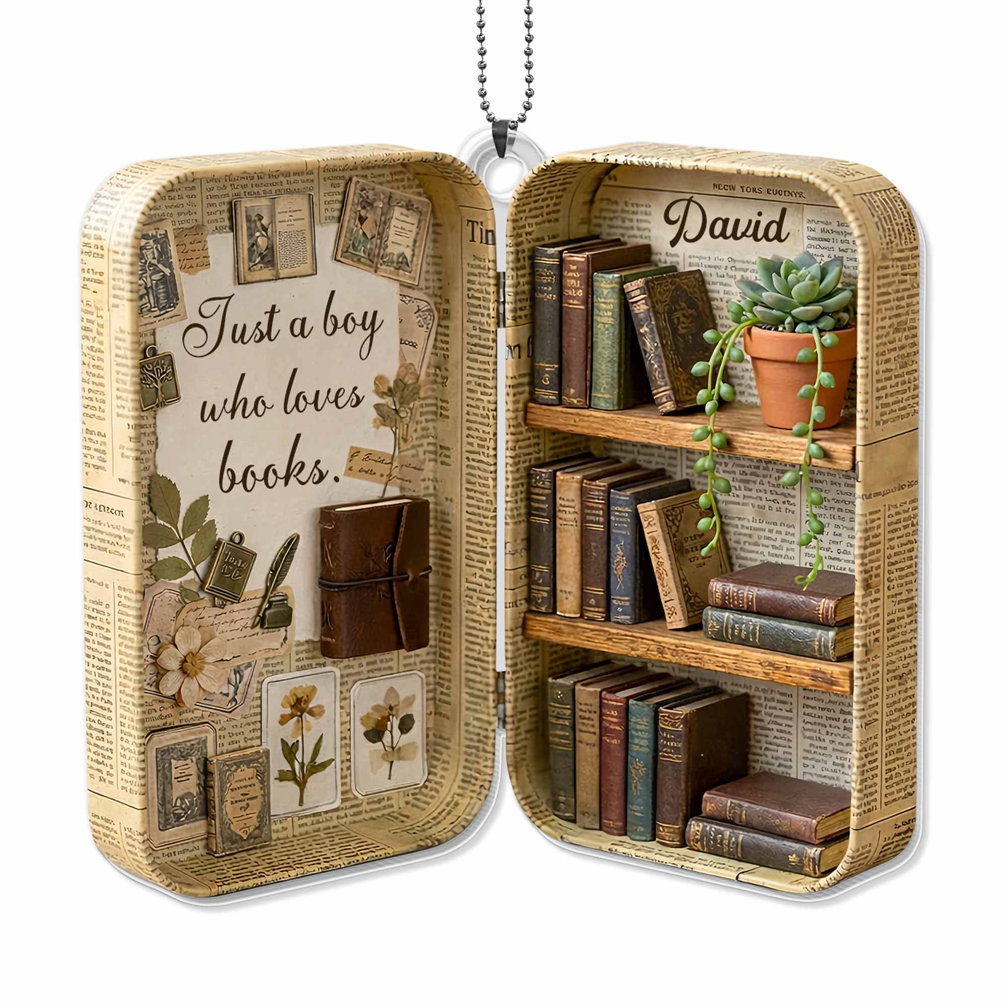 Just A Girl Who Loves Books Vintage Library Suitcase And Bookshelf - Personalized Custom Acrylic Ornament, Car Hanging Ornament - BLV090_ACA - Image 11