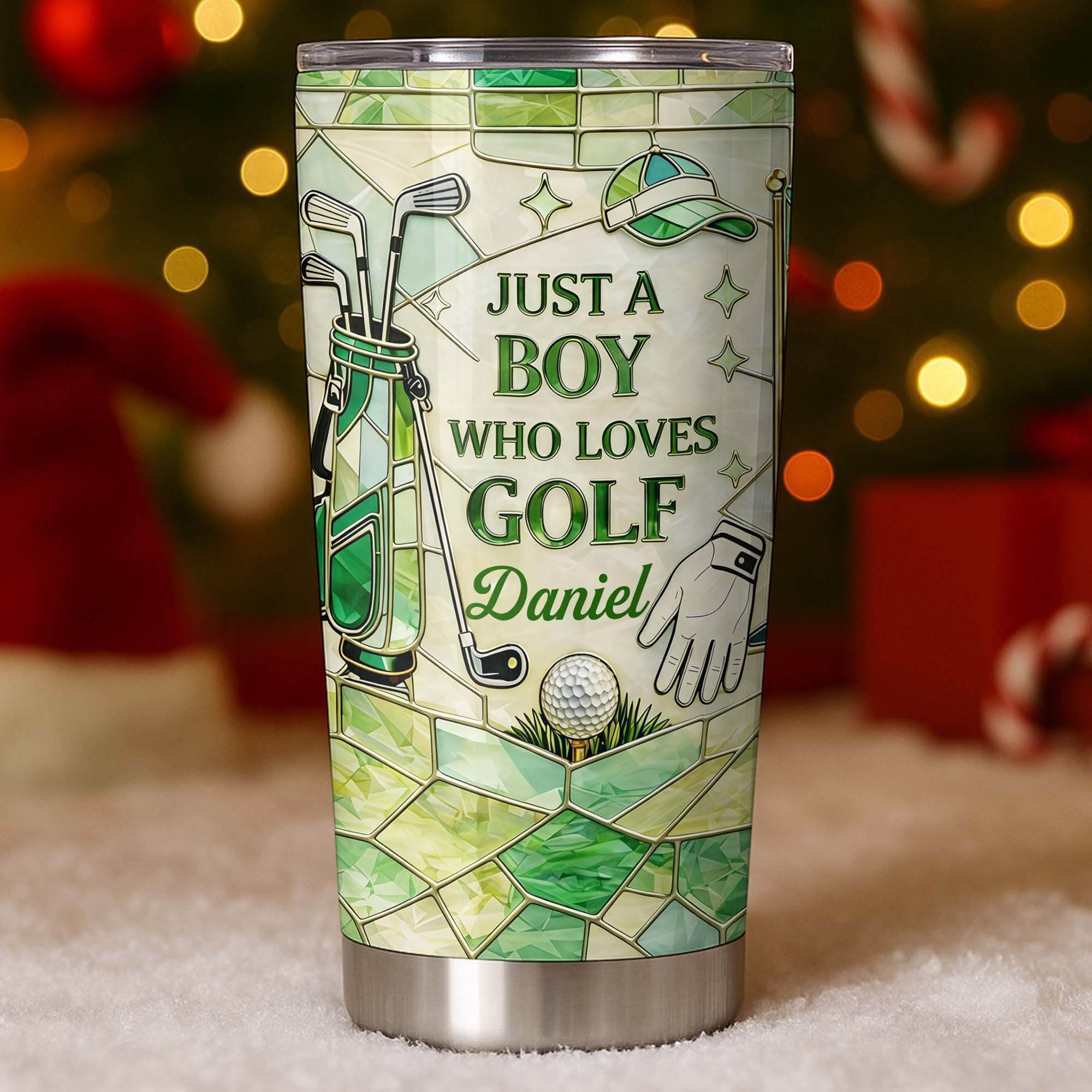 Just A Girl Who Loves Golf With Pink Stained Glass Art - Personalized Custom Stainless Steel Tumbler 20oz 30oz - GOLF020_TB - Image 3