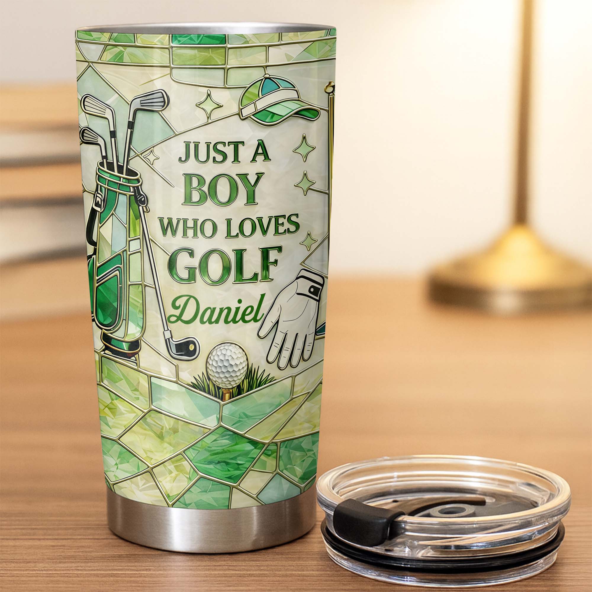 Just A Girl Who Loves Golf With Pink Stained Glass Art - Personalized Custom Stainless Steel Tumbler 20oz 30oz - GOLF020_TB - Image 5