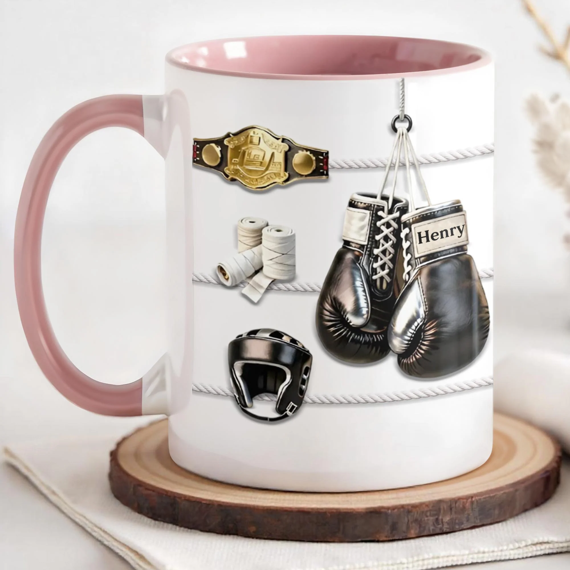 Keep Fighting For Your Dreams Boxing Gloves And Championship Belt - Personalized Custom Accent Mug - HOB104_AMUG - Image 3