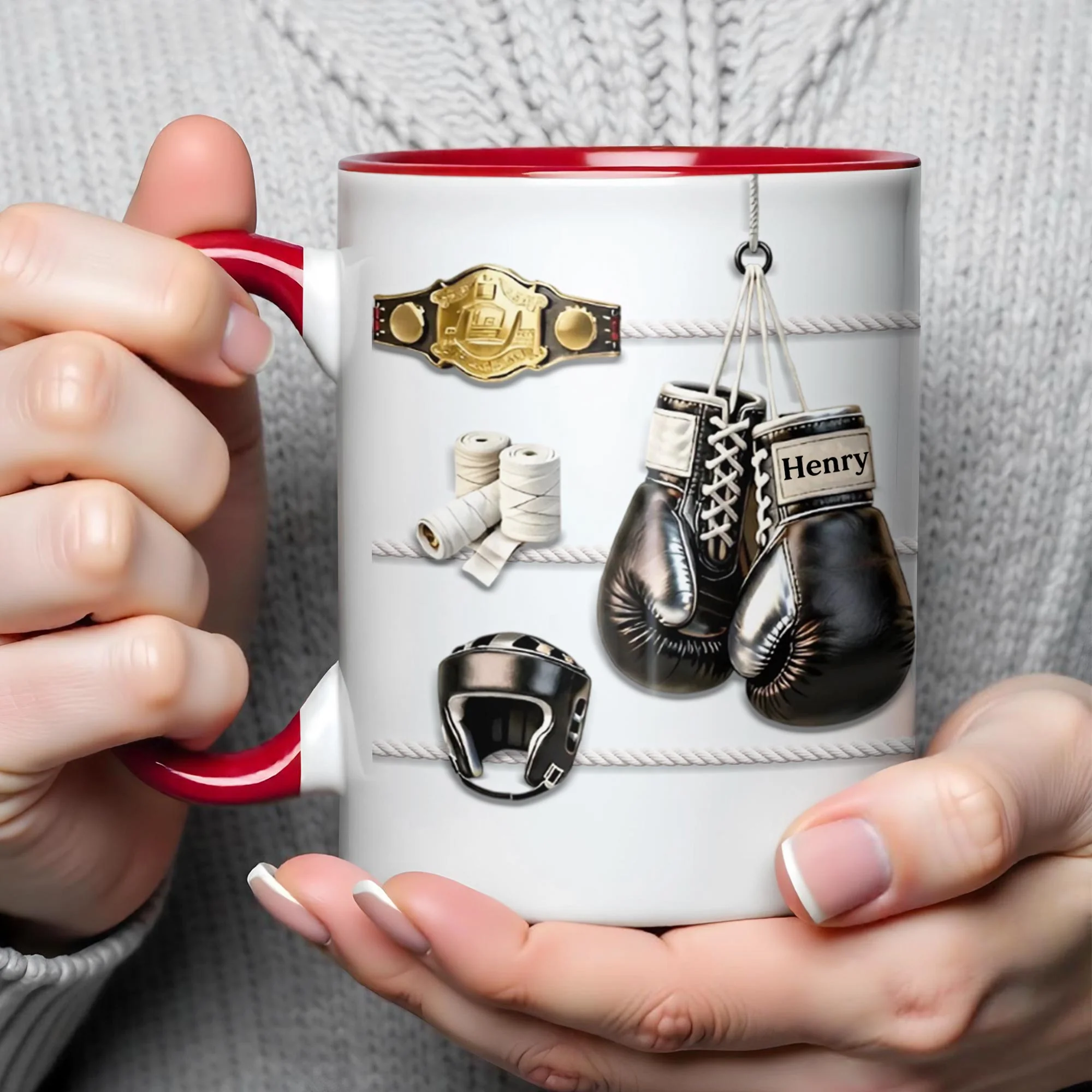 Keep Fighting For Your Dreams Boxing Gloves And Championship Belt - Personalized Custom Accent Mug - HOB104_AMUG - Image 5